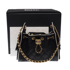 Chanel 21st Century Mini Hobo Bag Black Woven Wicker Gold Hardware