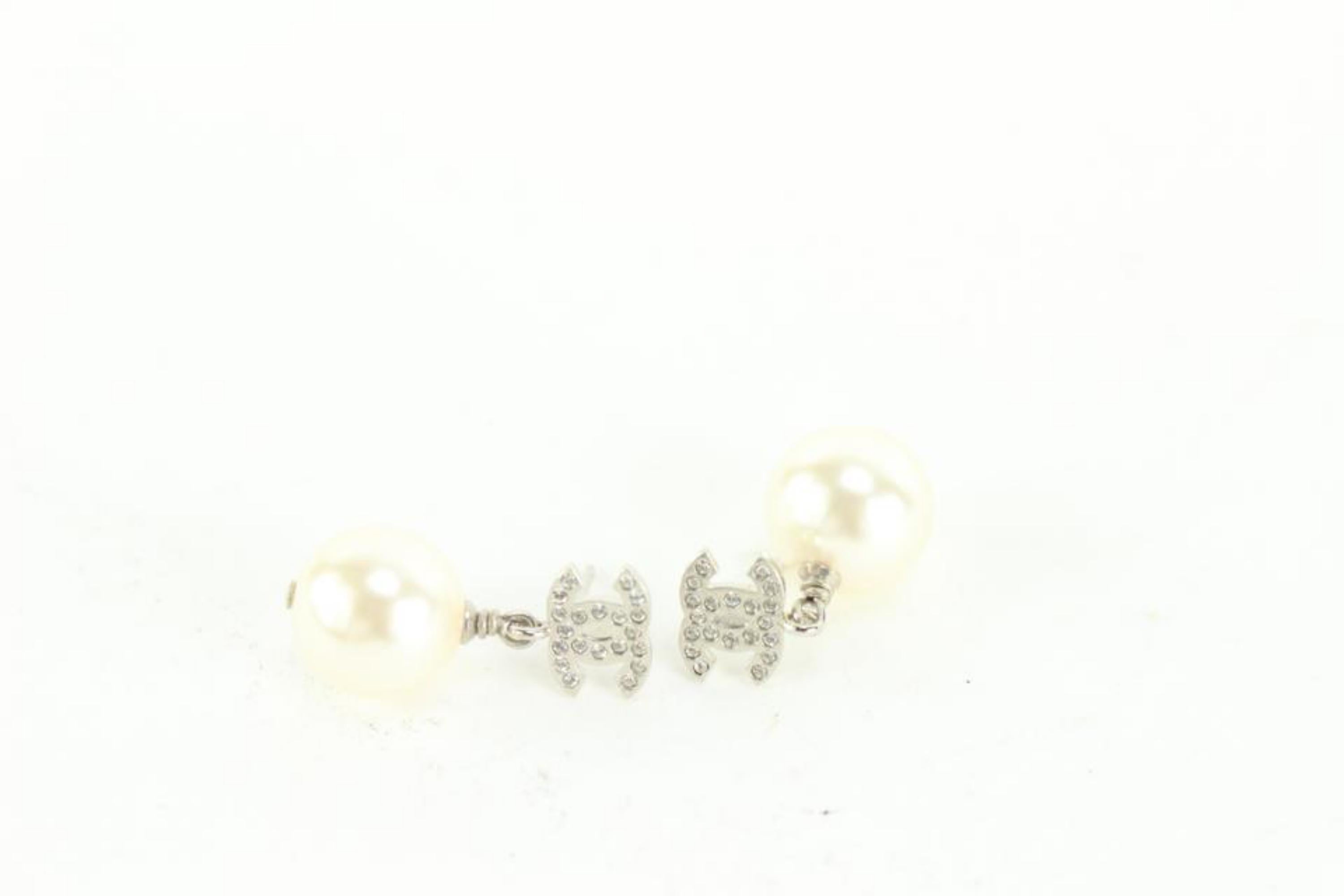 Chanel 21V CC Crystal Pearl Drop Earring 27cz510s In New Condition In Dix hills, NY