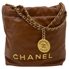 Used Chanel 22 Bag Mini - Caramel GHW
