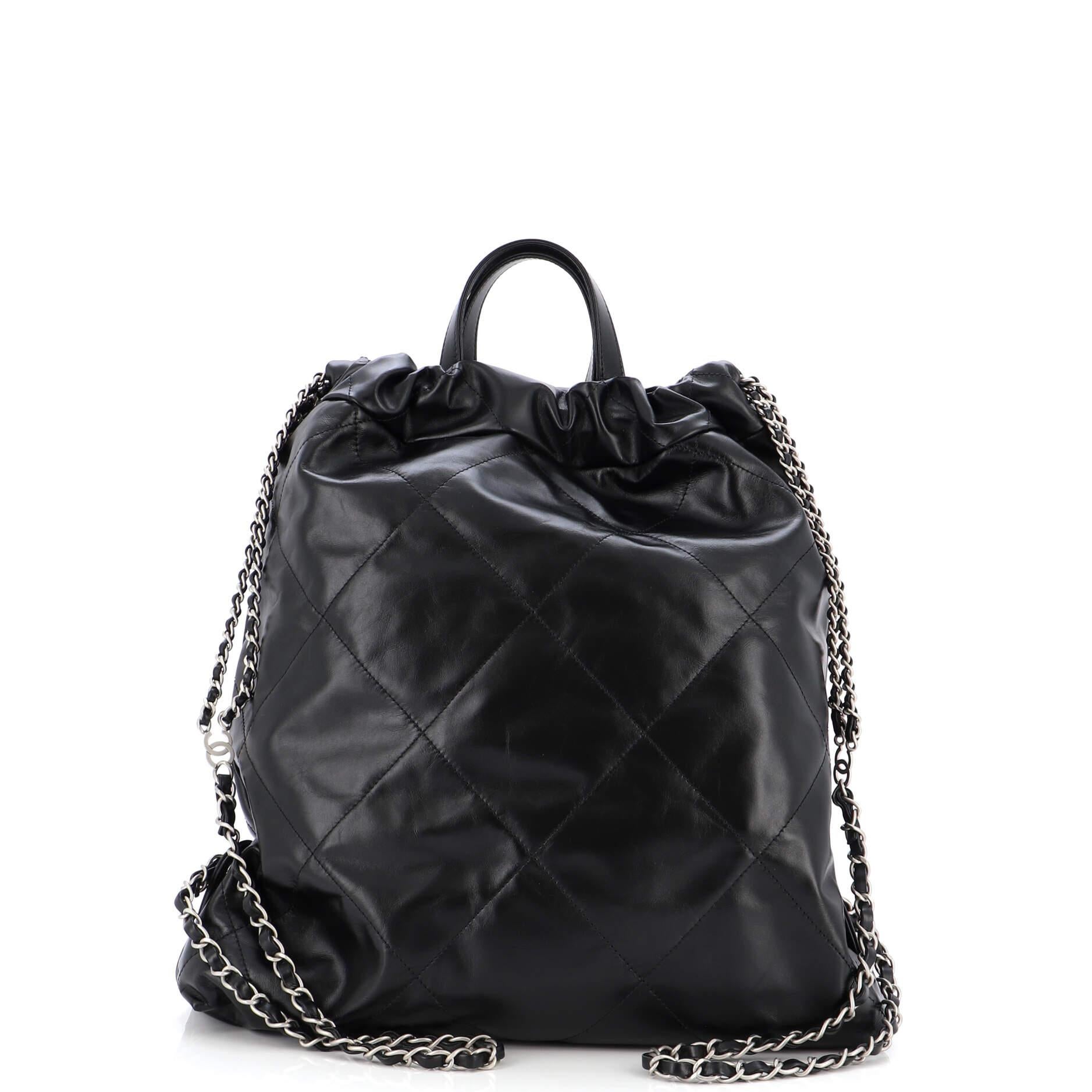 Chanel 22 Chain Backpack Quilted Calfskin Large In Good Condition In NY, NY