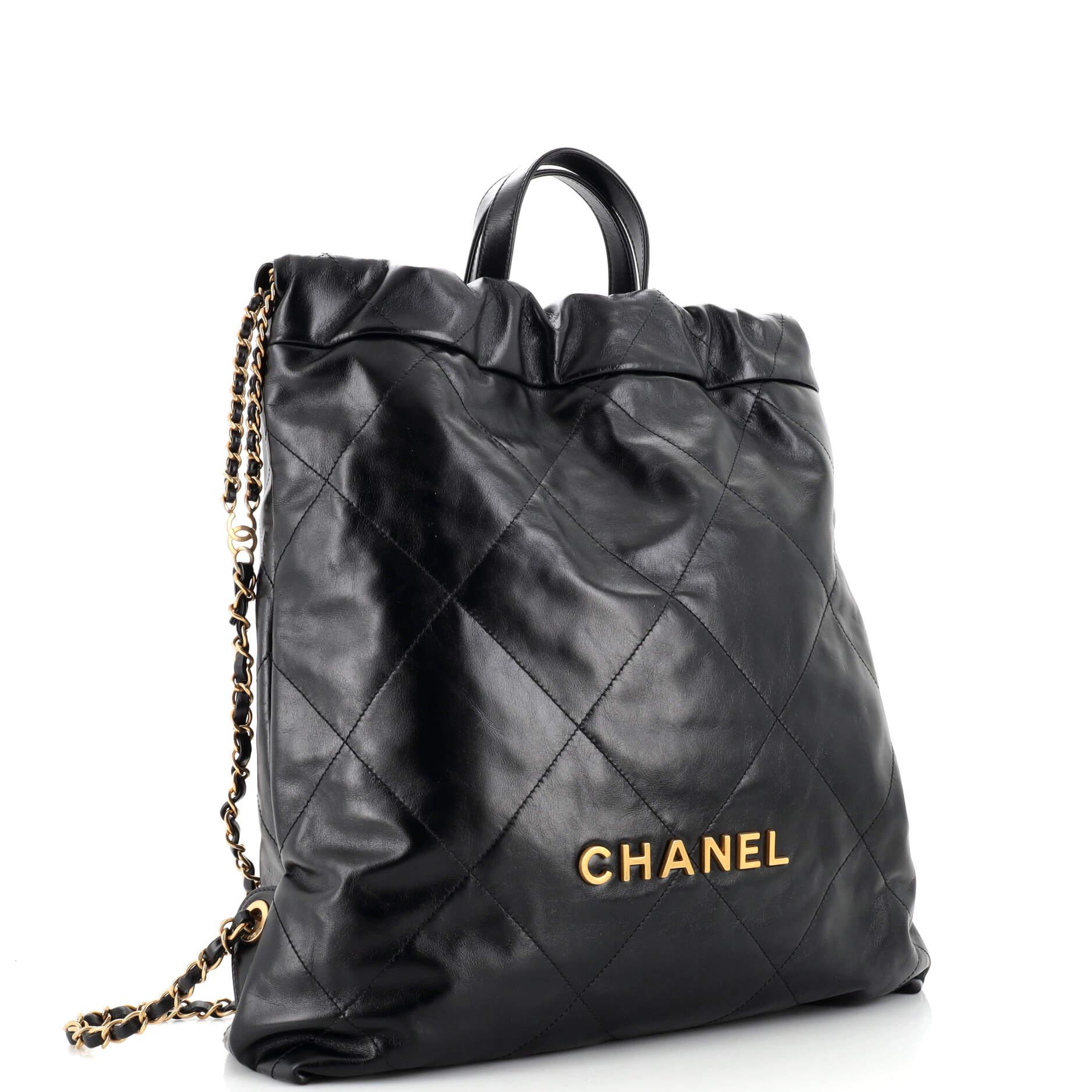 Chanel 22 Chain Backpack Quilted Calfskin Large In Good Condition In NY, NY