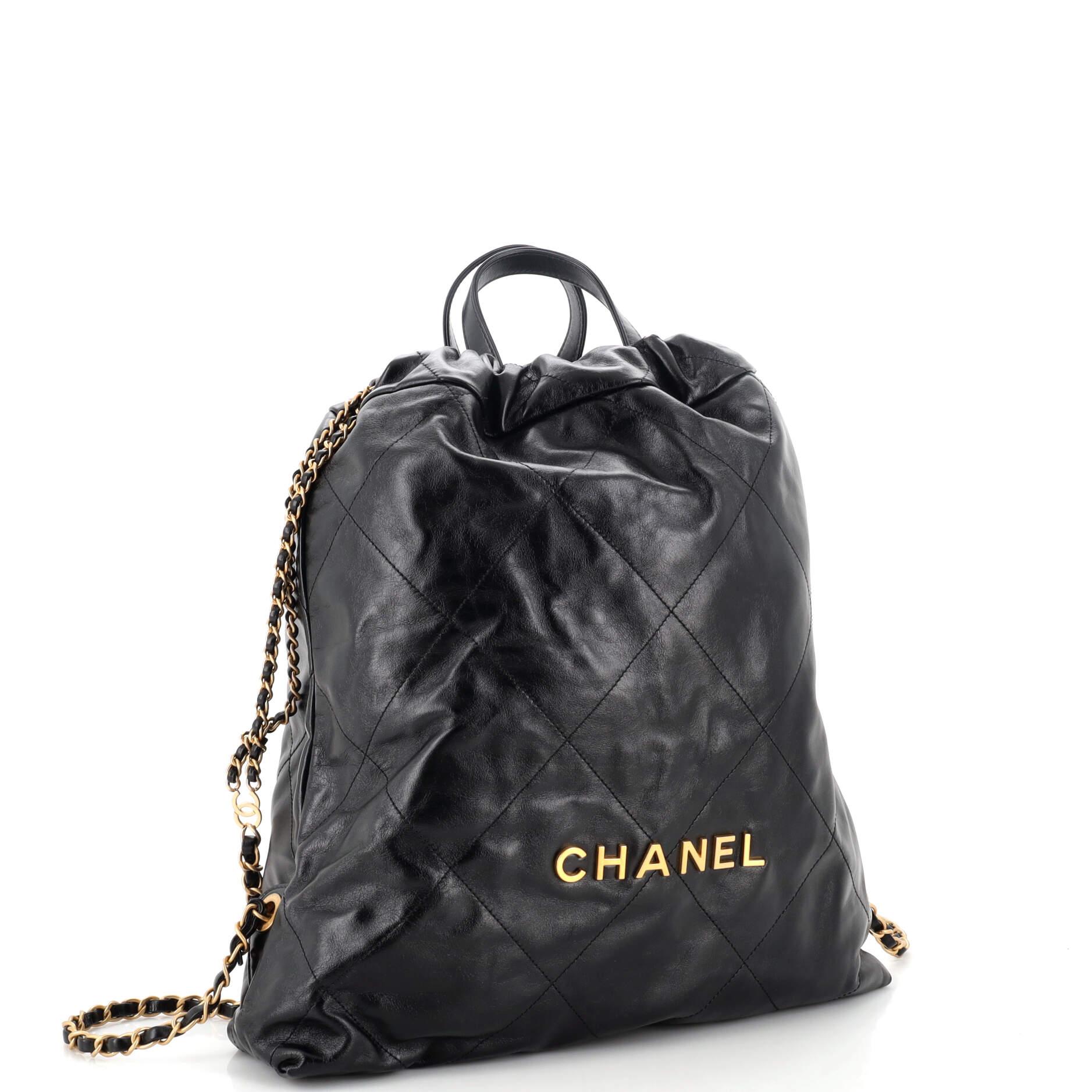 Chanel 22 Chain Backpack Quilted Calfskin Large In Good Condition In NY, NY
