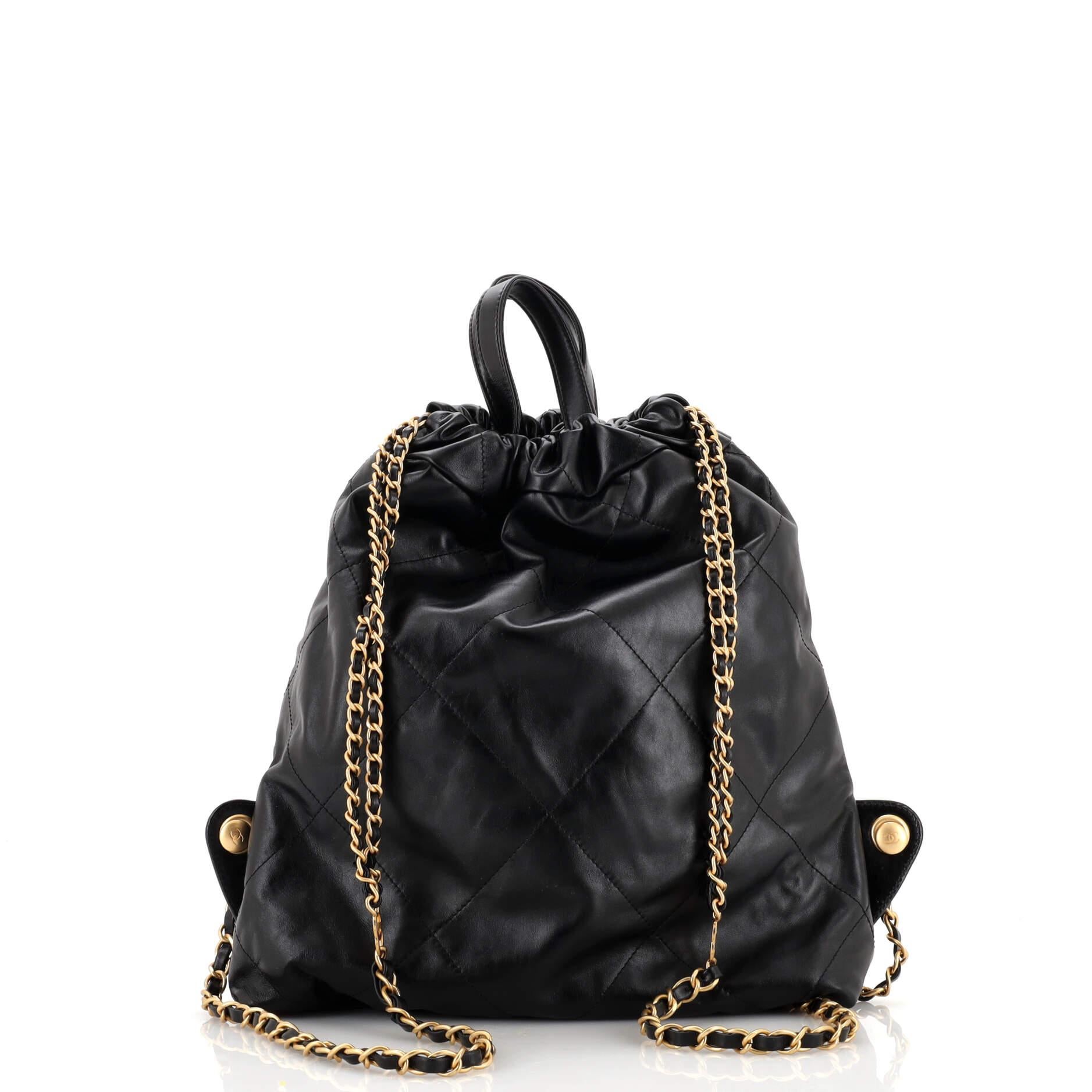 Women's or Men's Chanel 22 Chain Backpack Quilted Calfskin Large For Sale