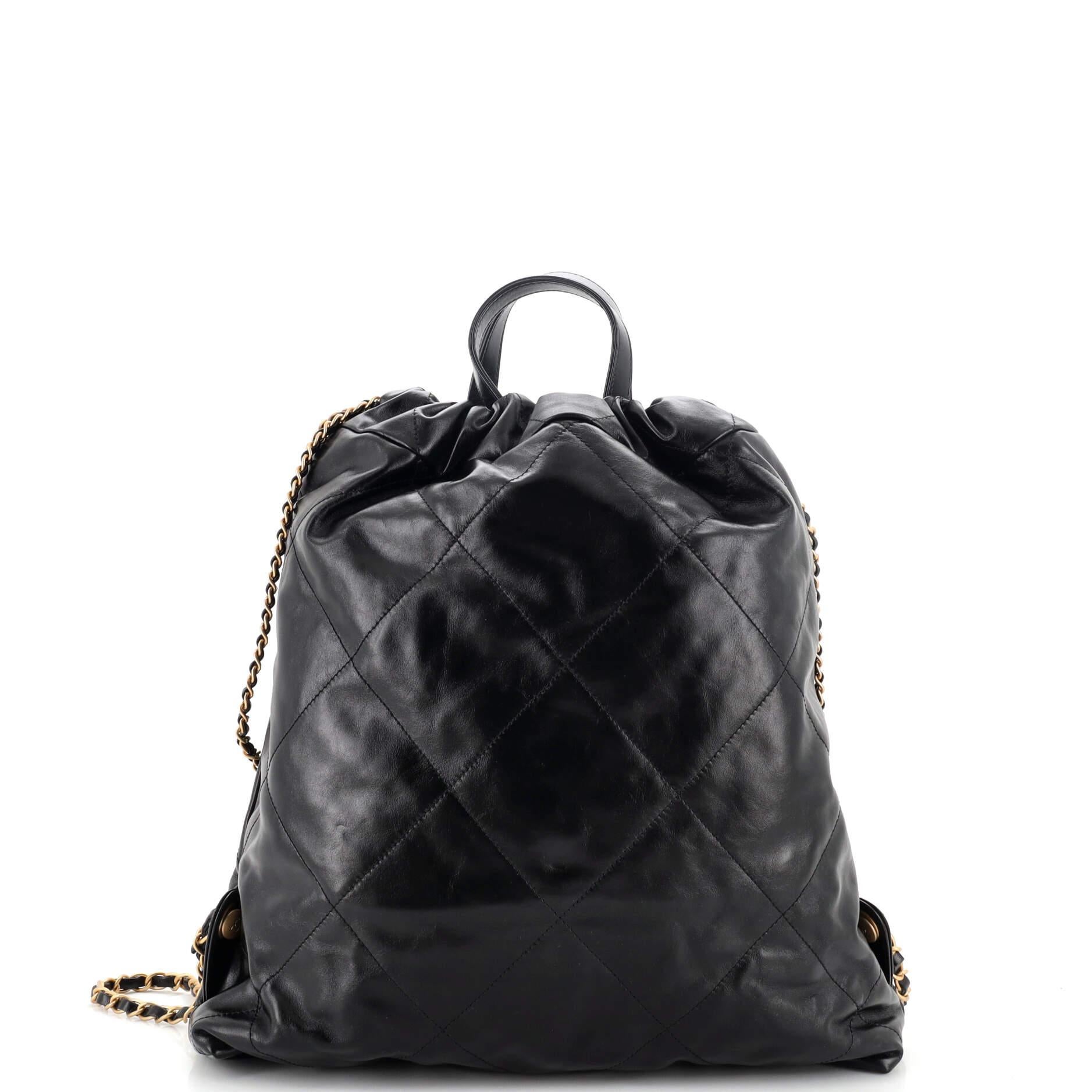 Chanel 22 Chain Backpack Quilted Calfskin Large For Sale at 1stDibs