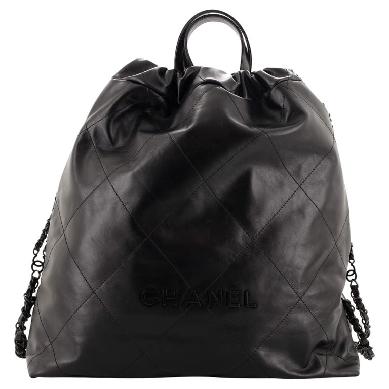 Chanel 22 Chain Backpack Quilted Calfskin Large For Sale at 1stDibs