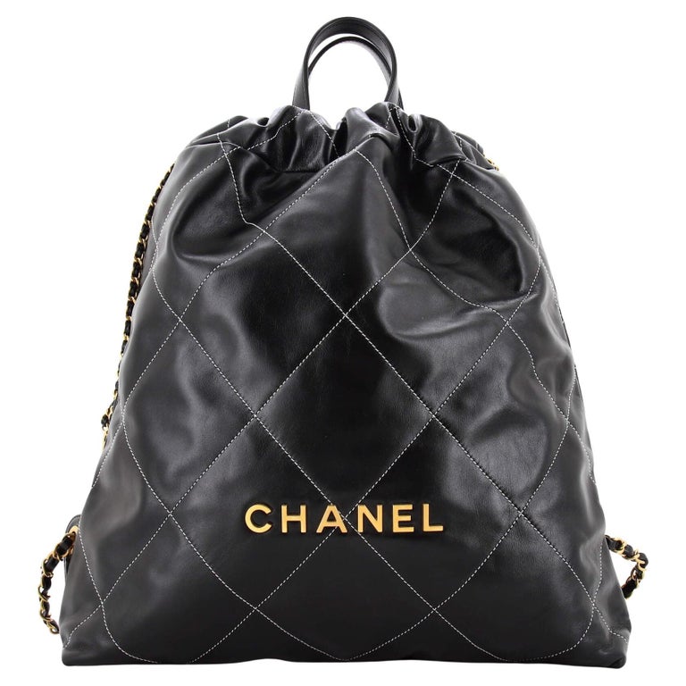 Chanel 22 Chain Backpack Quilted Calfskin Large For Sale at 1stDibs