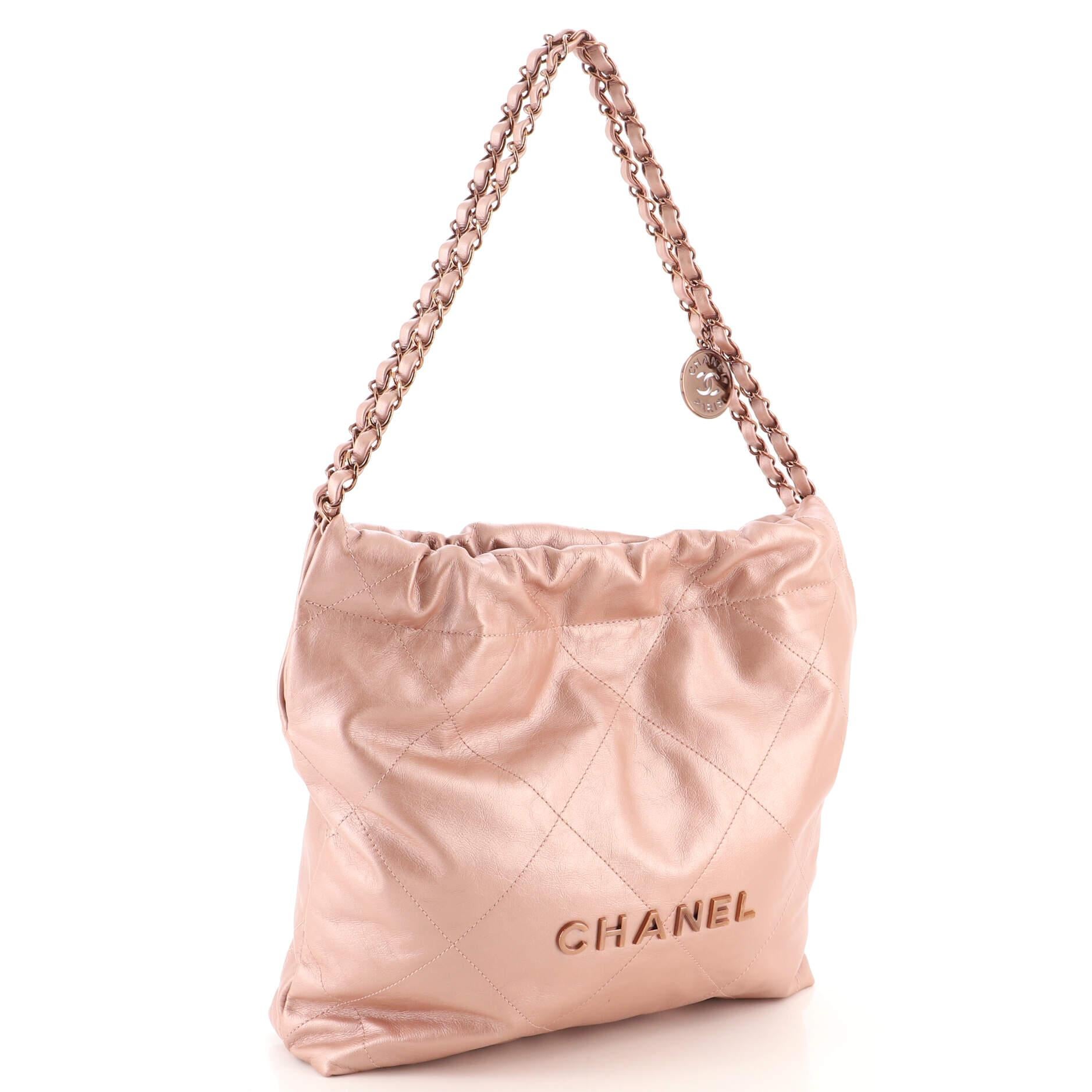 Chanel 22 Chain Hobo Quilted Calfskin Small In Good Condition In NY, NY