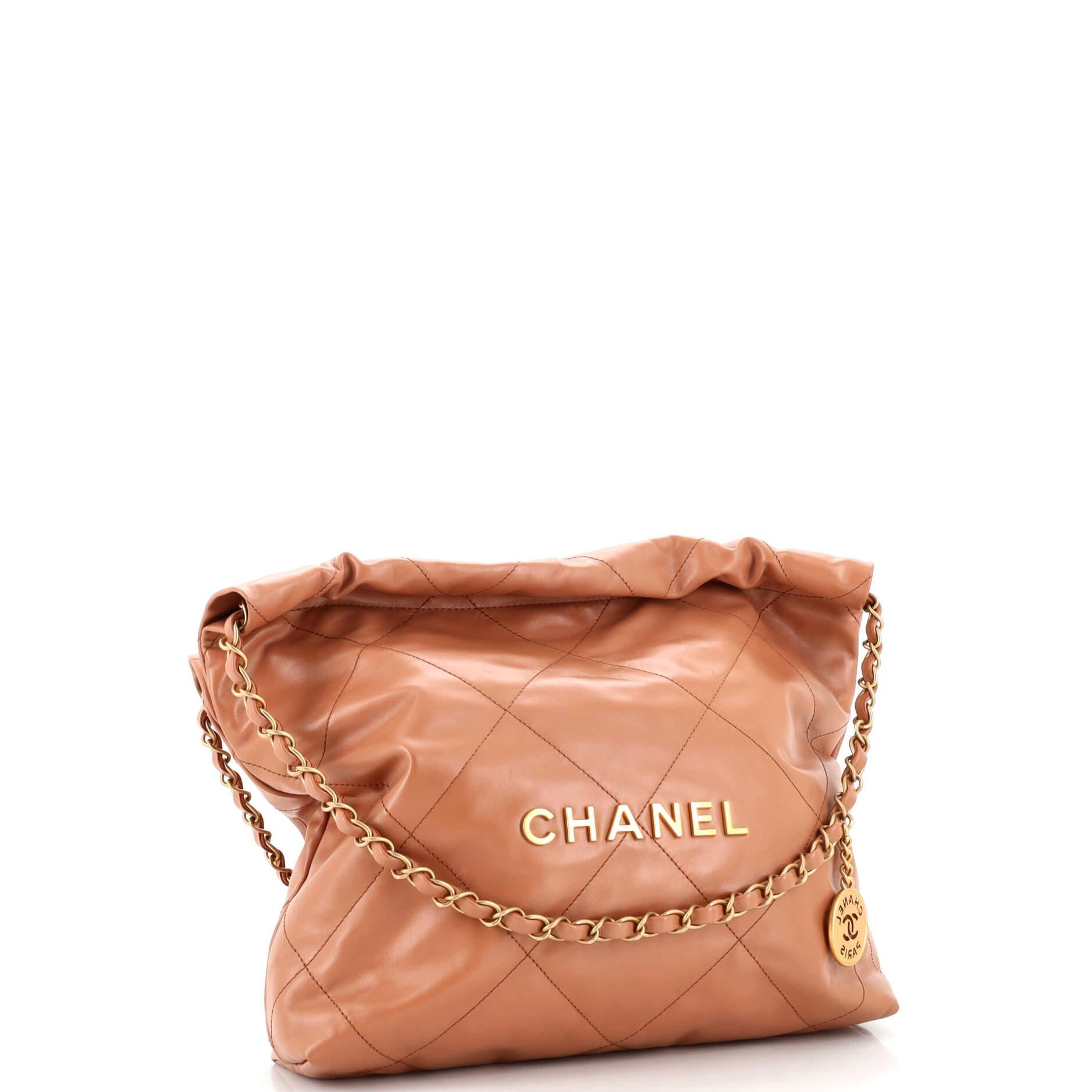 Chanel 22 Chain Hobo Quilted Calfskin Small In Good Condition In NY, NY