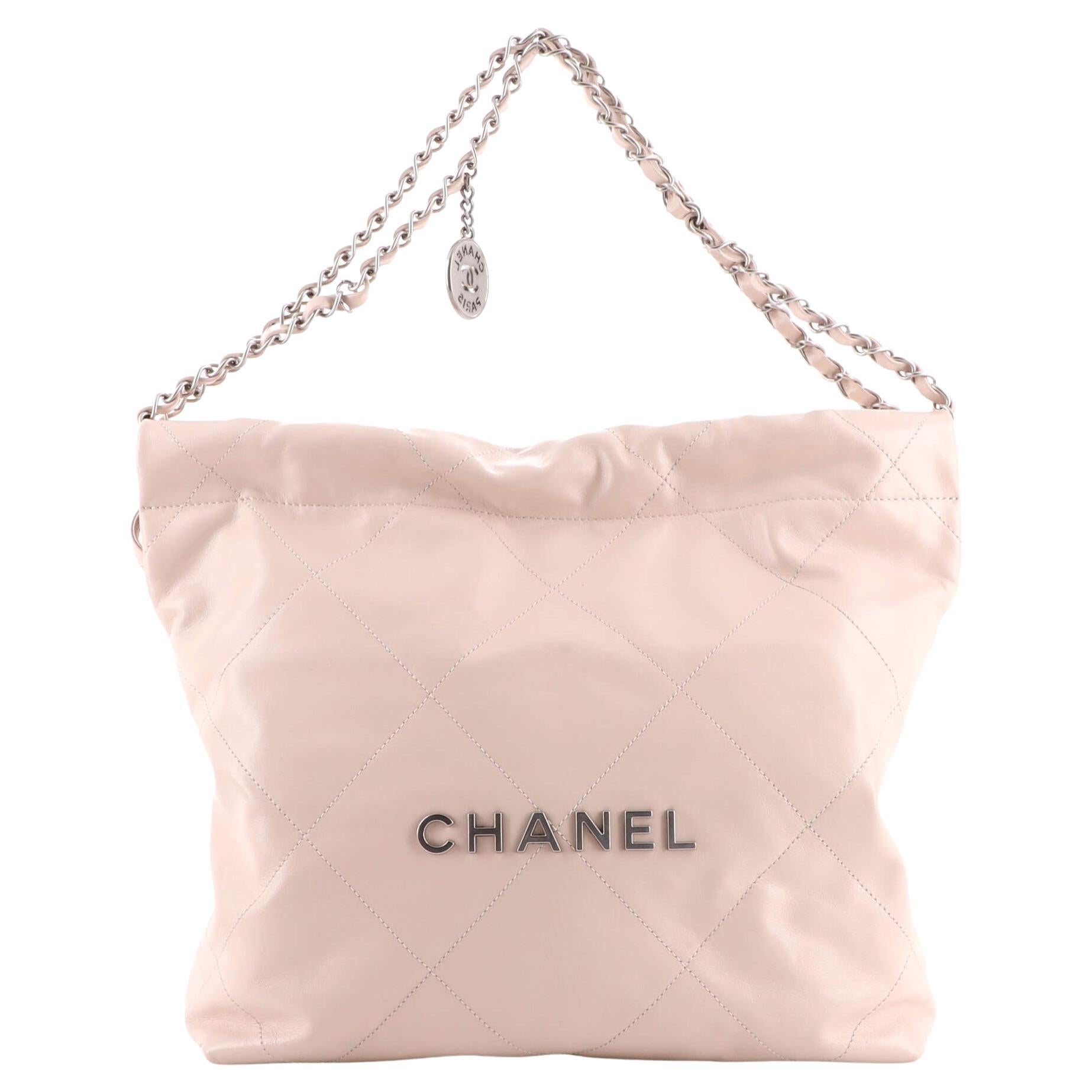 Chanel Calfskin Small Hobo Bag with Chain Charm AS2542 Beige 2021