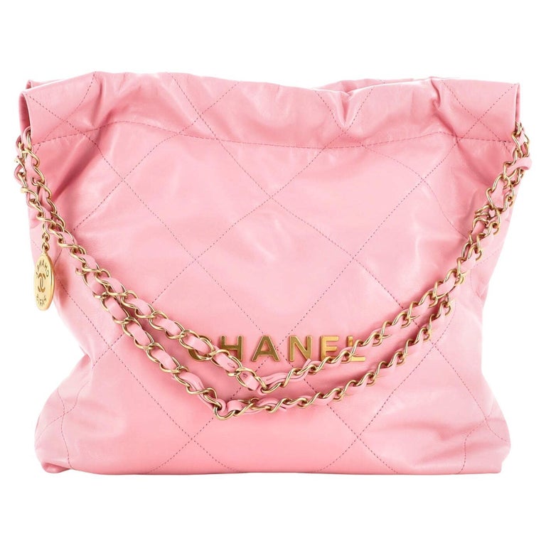 Chanel 22 Small Shoulder Bag Pink Quilted Leather