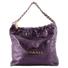 Chanel 22 Chain Hobo Quilted Metallic Calfskin Medium