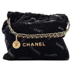Chanel 22 Chain Hobo Quilted Velvet with Sequins Medium