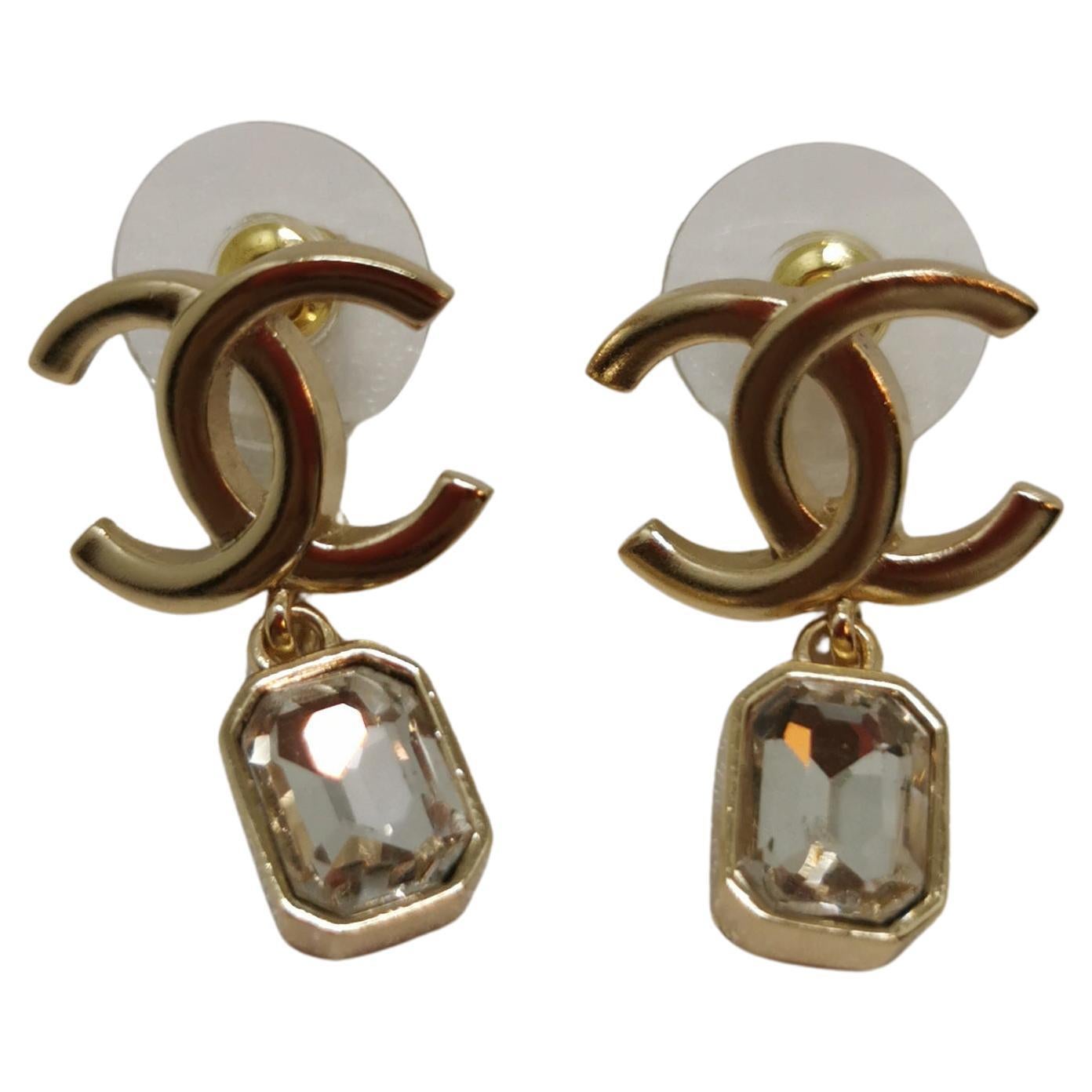 Chanel 22 Earrings with Emerald Cut Crystal Accent