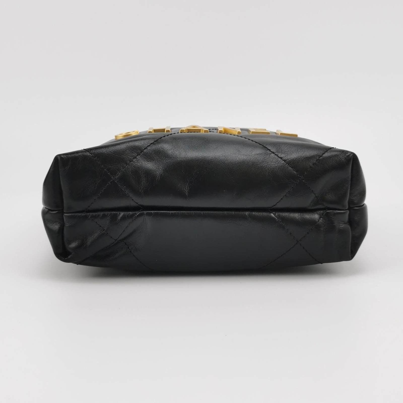 Chanel 22 Hobo Bag Mini Shiny Calfskin Leather Black with Gold-tone Hardware 1