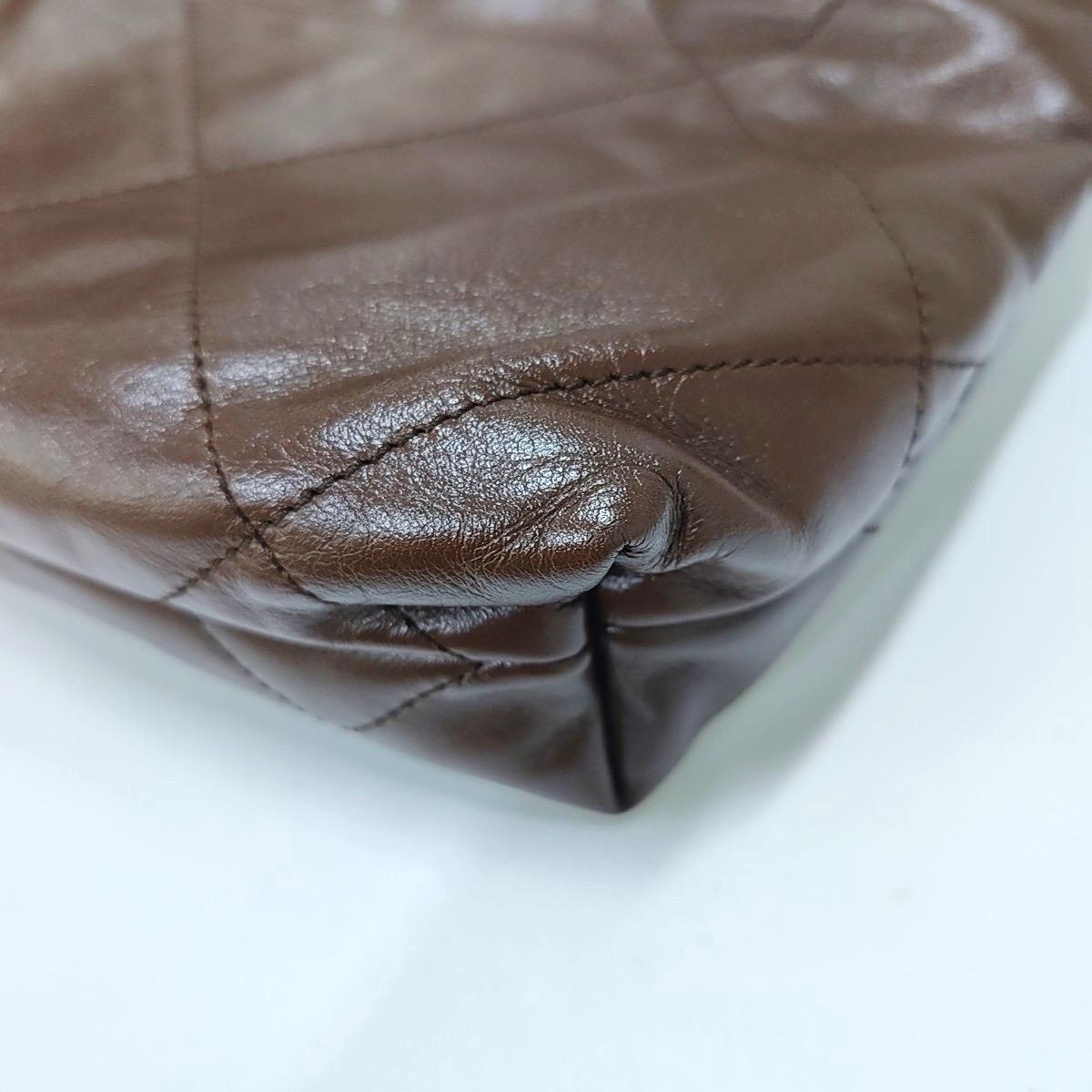 Chanel 22 Hobo Bag Mini Shiny Calfskin Leather Dark Chocolate Brown with GHW 3