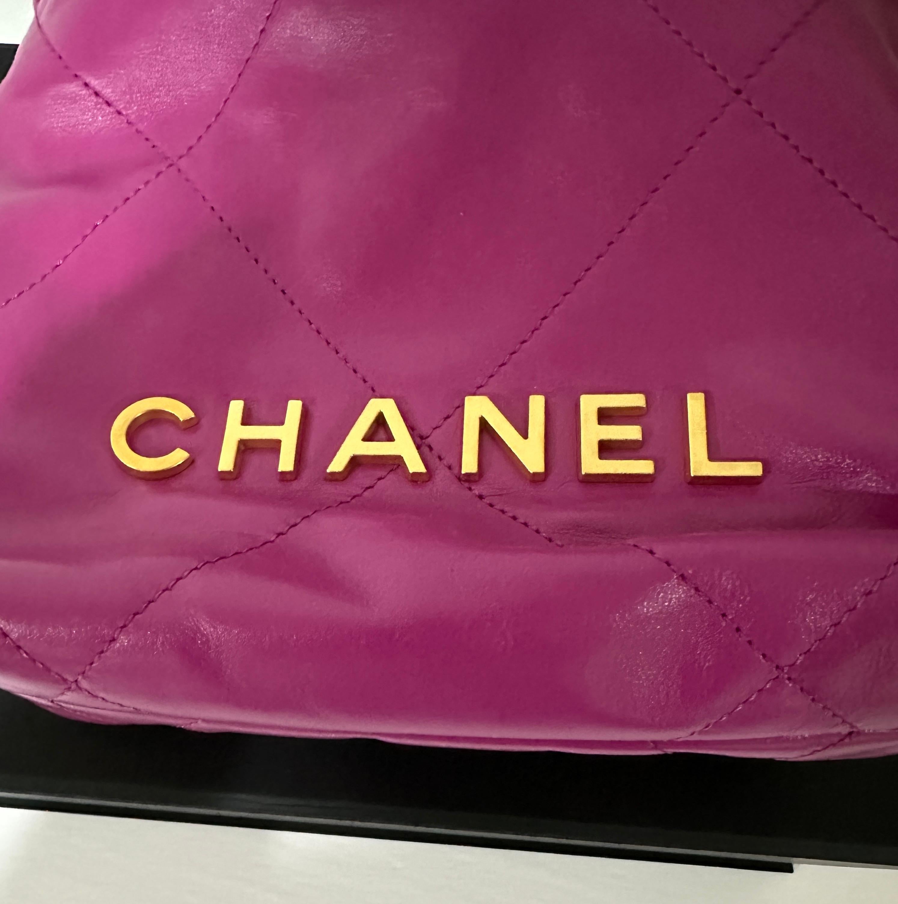 CHANEL 22 Mini Handbag Barbie Purple Gold Hardware  1