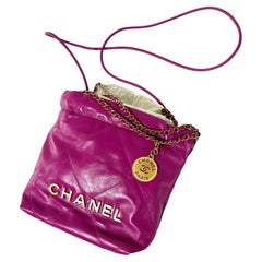 CHANEL 22 Mini Handbag Barbie Purple Gold Hardware Pre Fall 23B