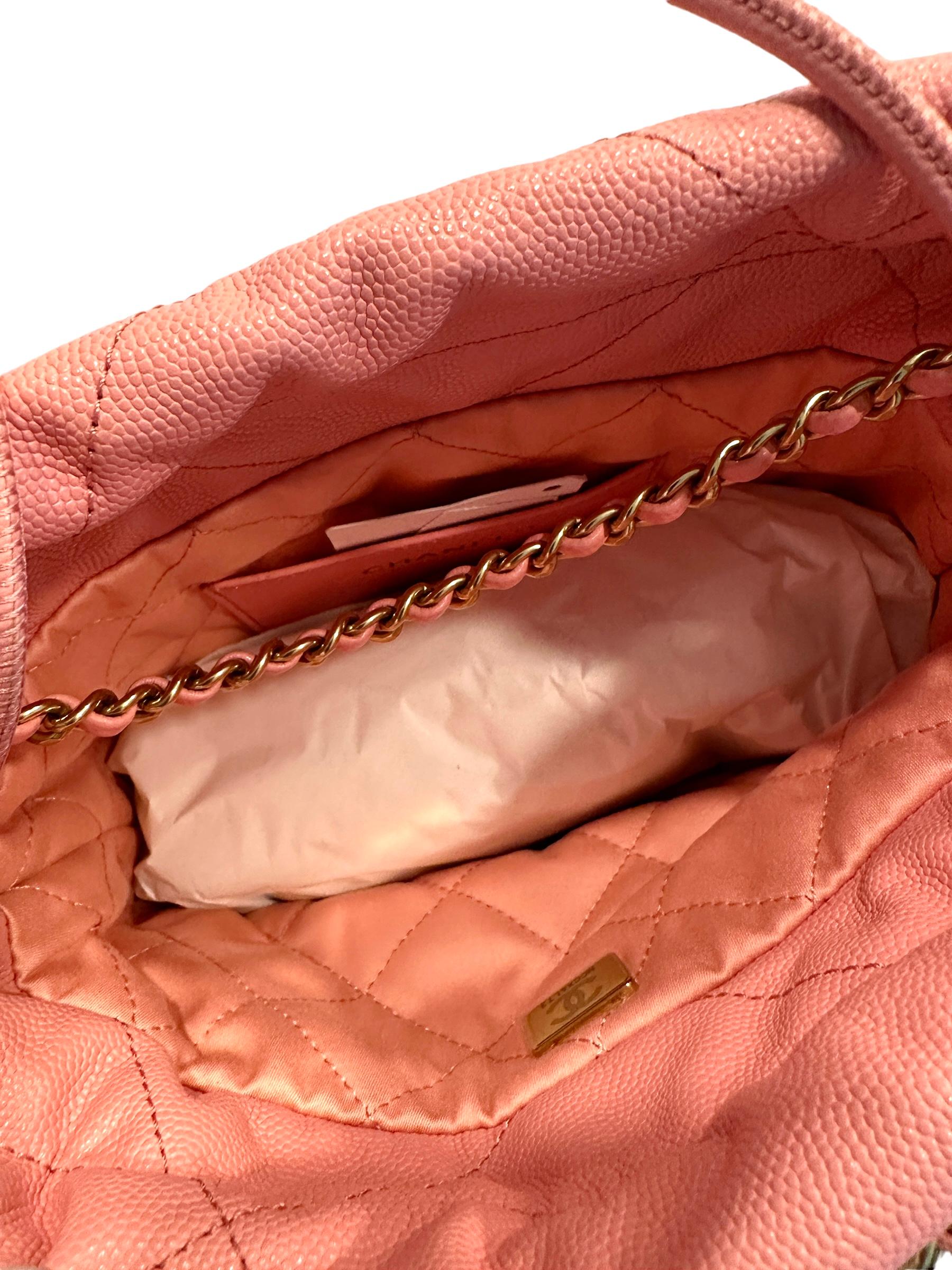 CHANEL 22 Mini Handbag Pink Coral Goldtone NEW For Sale 13