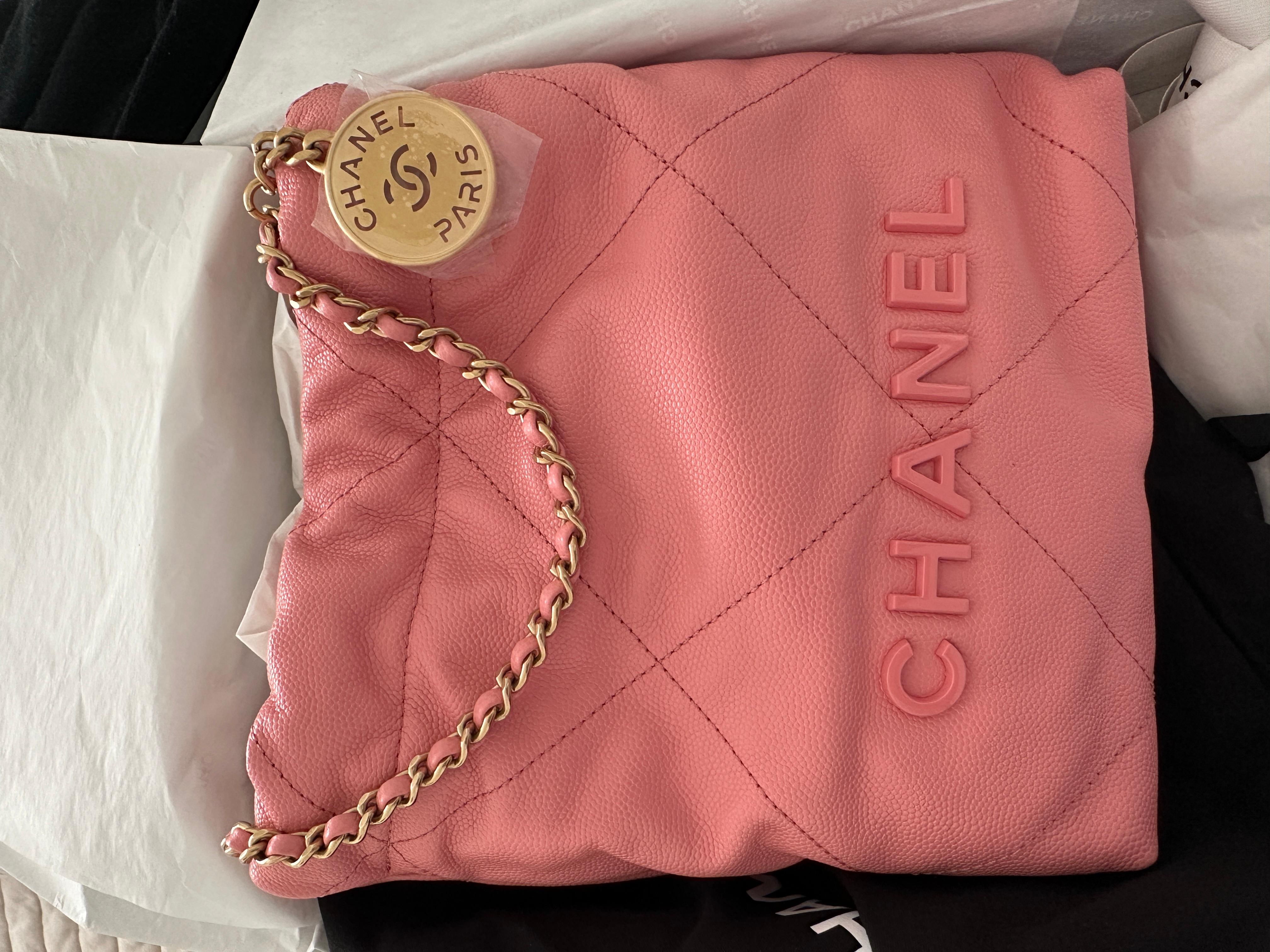 CHANEL 22 Mini Handbag Pink Coral Goldtone NEW For Sale 14