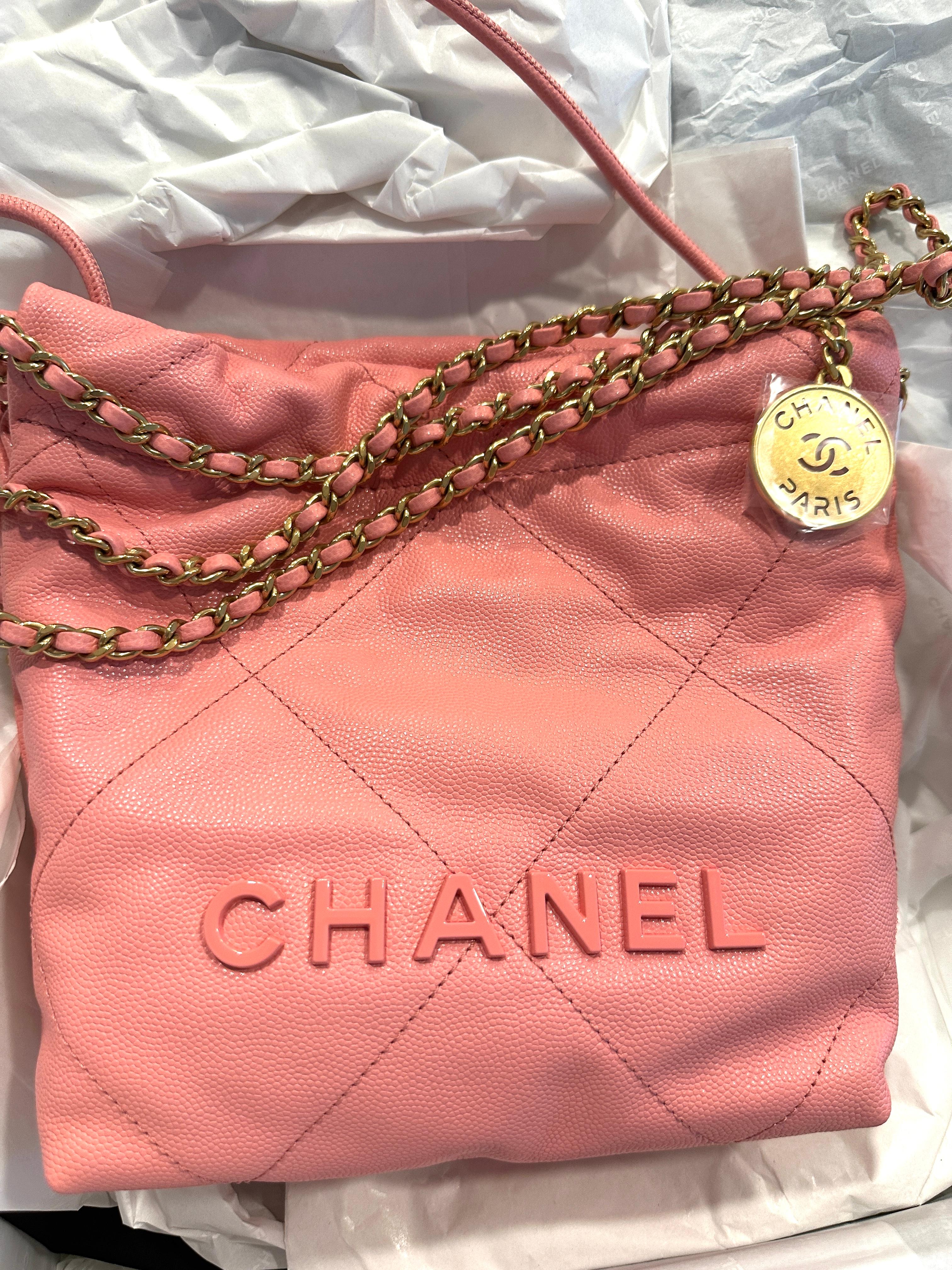CHANEL 22 Mini Handbag Pink Coral Goldtone NEW For Sale 1