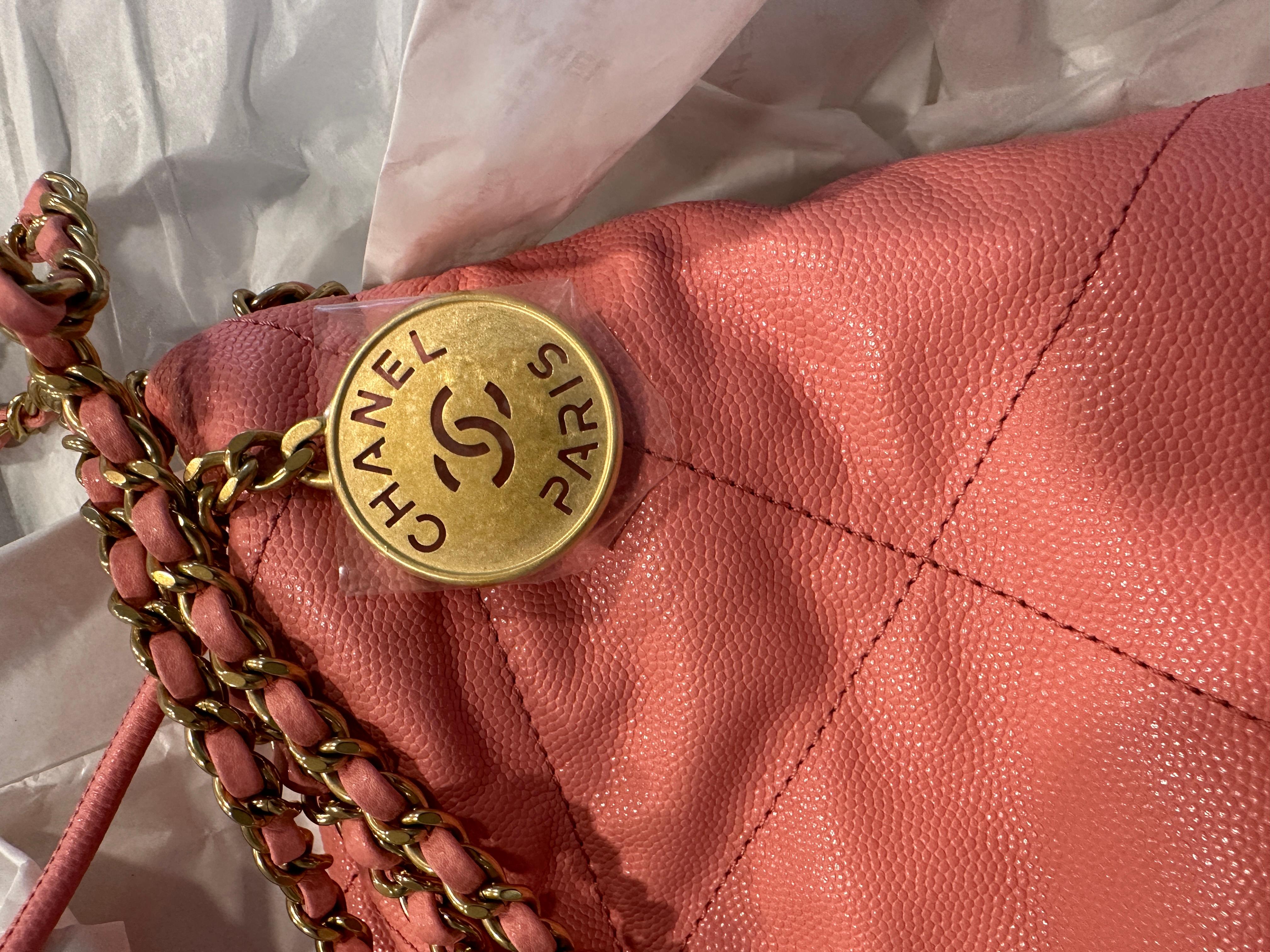 CHANEL 22 Mini Handbag Pink Coral Goldtone NEW For Sale 6