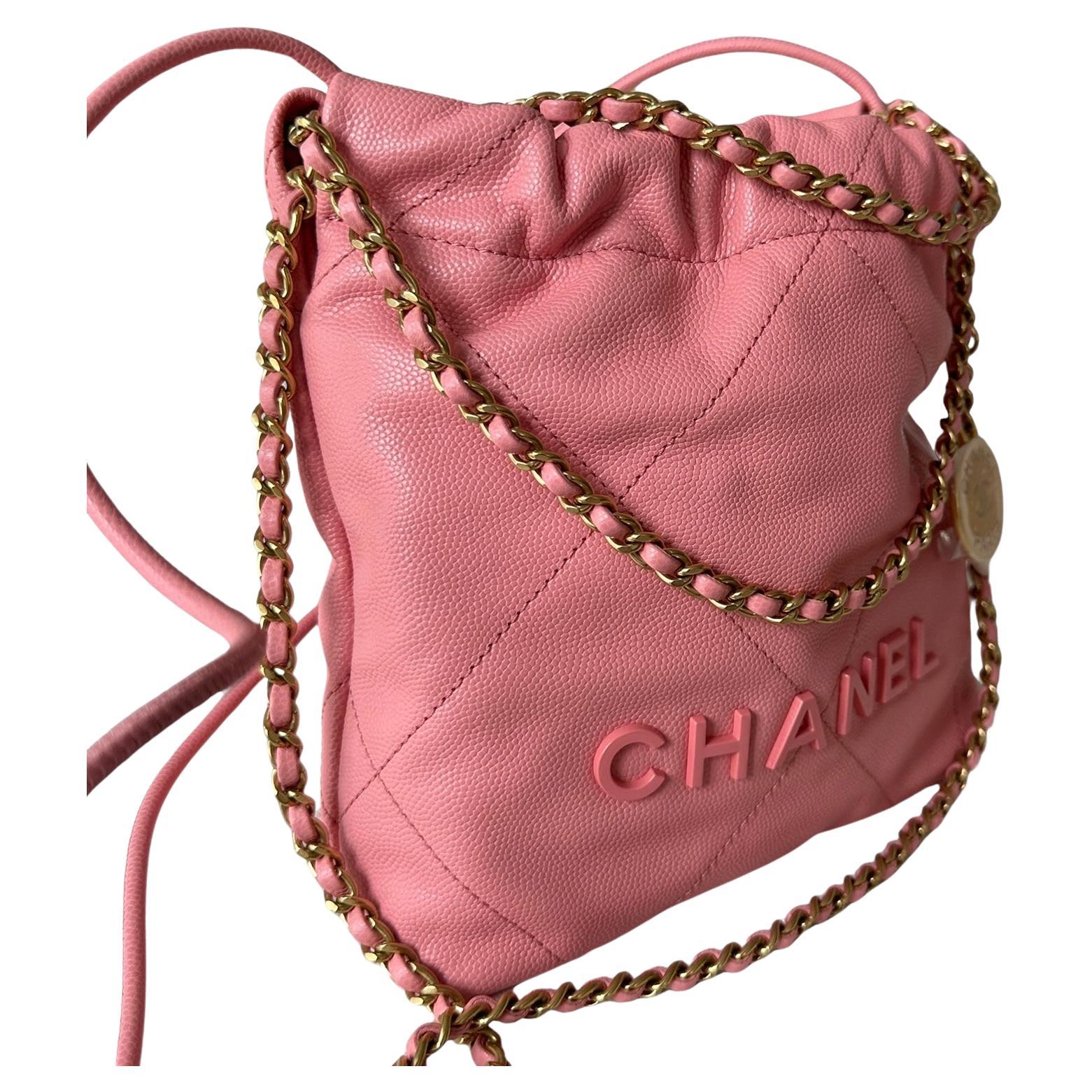 CHANEL 22 Mini Handbag Pink Coral Goldtone NEW For Sale