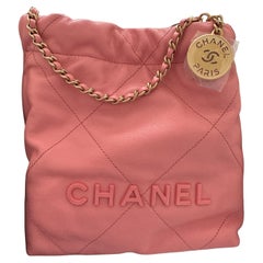Chanel 22 Mini Borsa Rosa Corallo Oro NUOVO