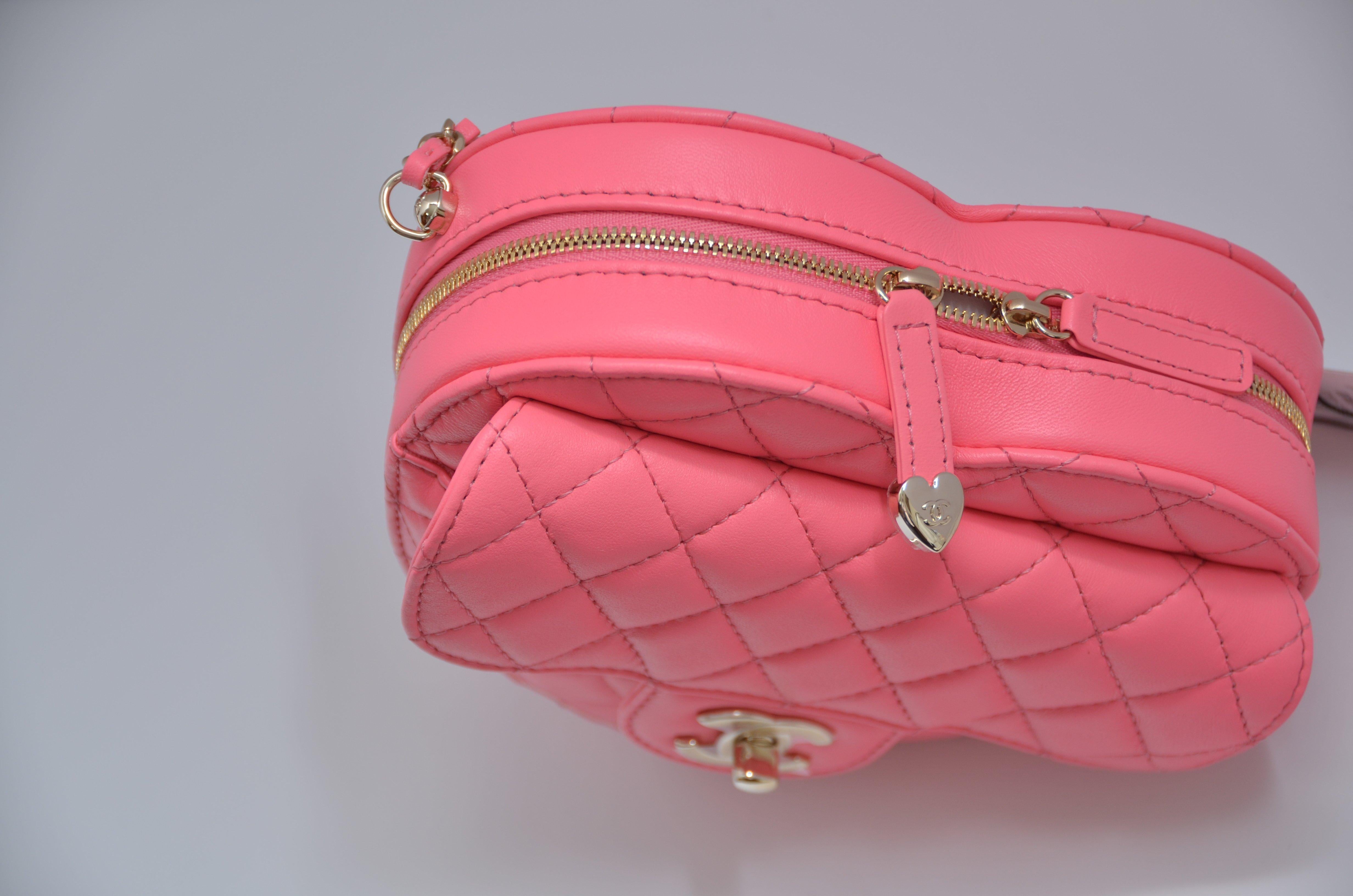 chanel pink heart bag