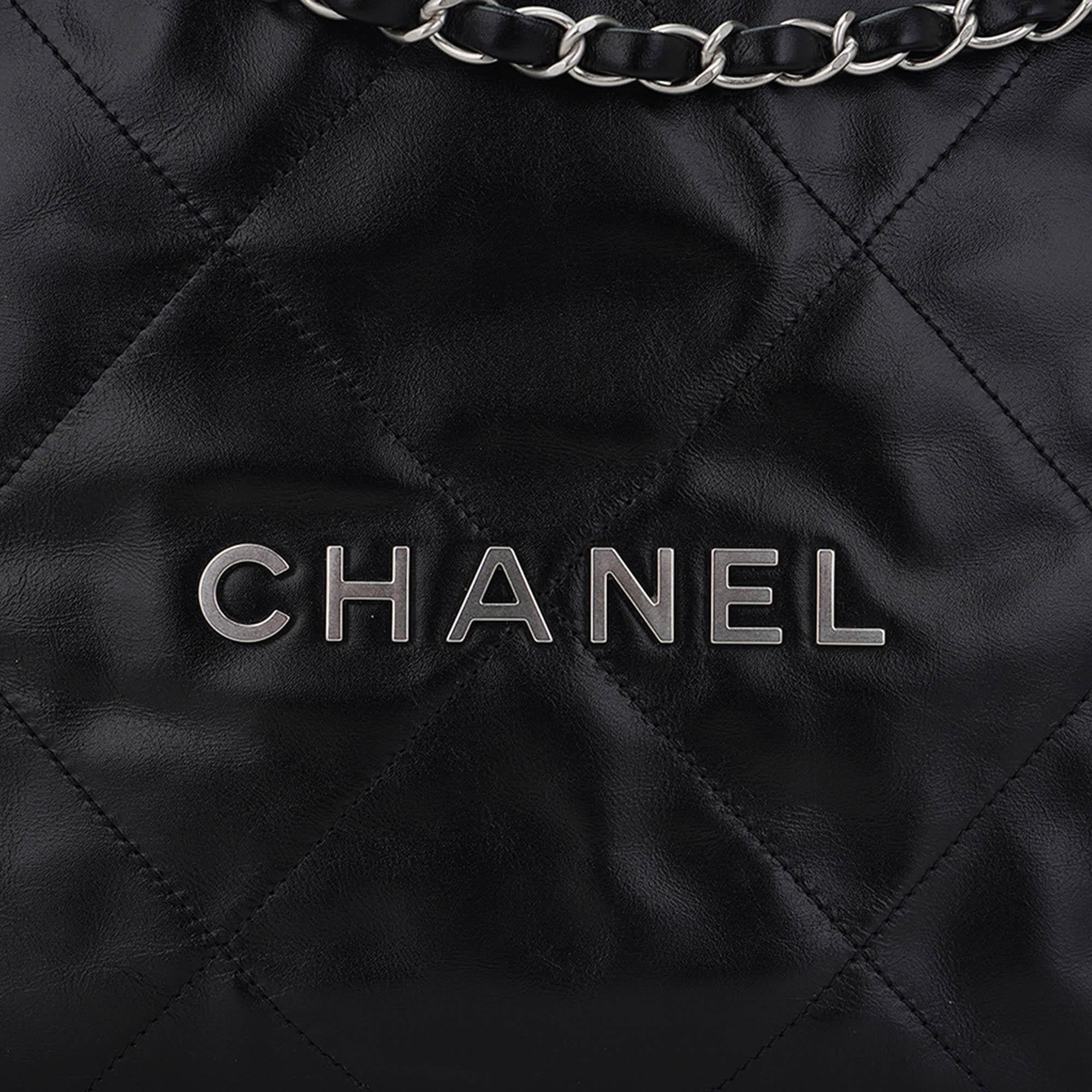 Women's Chanel 22 Tote Quilted Diamond Stitched Hobo Bag with Brushed Silver Hardware For Sale