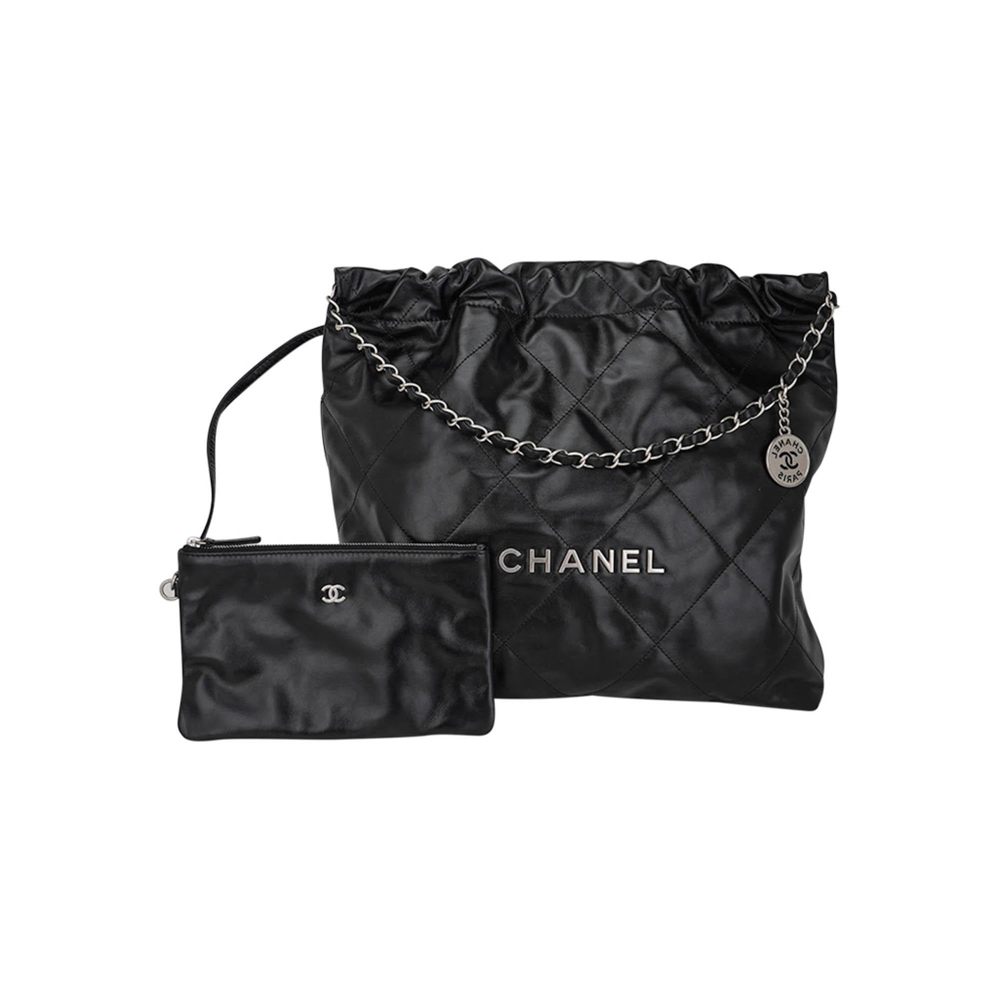 Chanel 22 Tote Quilted Diamond Stitched Hobo Bag with Brushed Silver Hardware For Sale 3