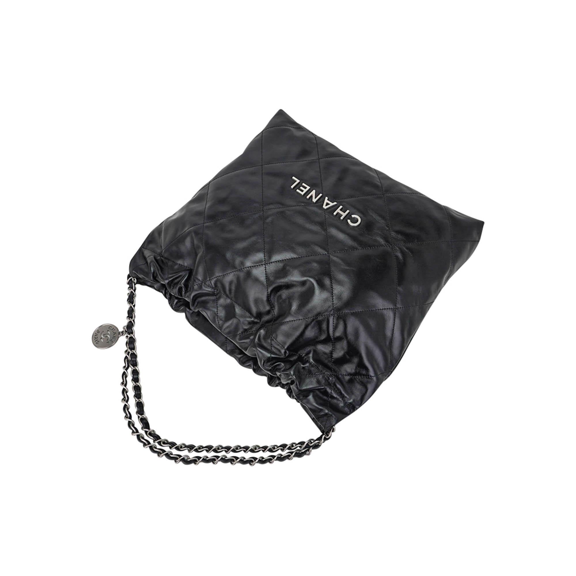 Chanel 22 Tote Quilted Diamond Stitched Hobo Bag with Brushed Silver Hardware For Sale 4