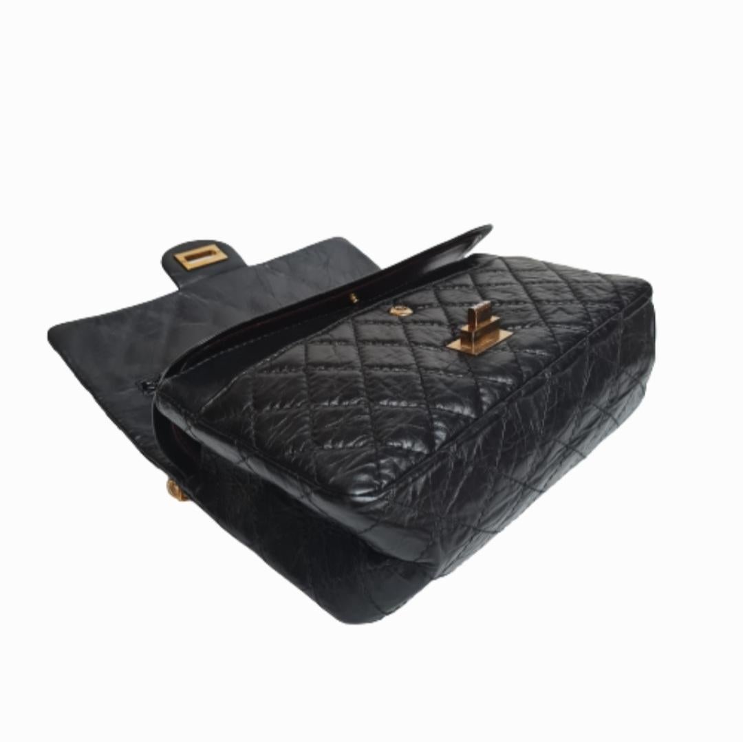 Chanel 225 Medium Schwarze Reissue GHW Tasche im Angebot 6
