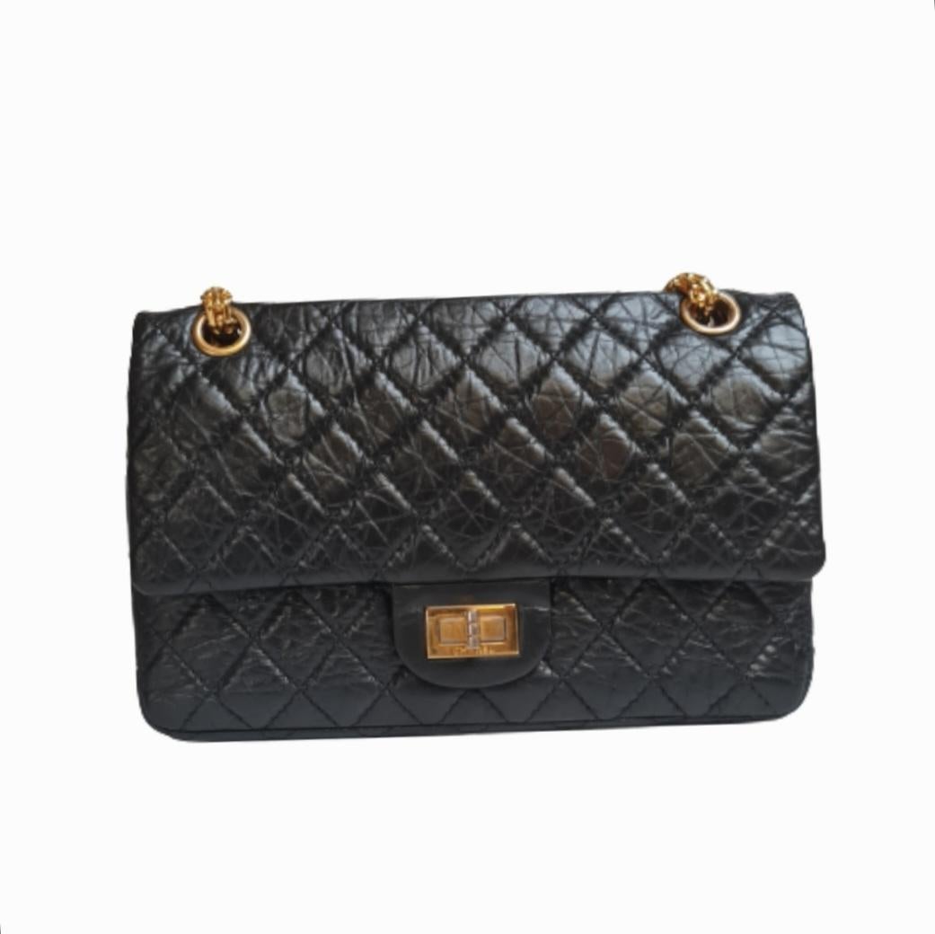 Chanel 225 Medium Schwarze Reissue GHW Tasche im Zustand „Gut“ im Angebot in Jakarta, Daerah Khusus Ibukota Jakarta