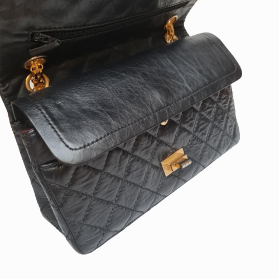 Chanel 225 Medium Schwarze Reissue GHW Tasche im Angebot 1