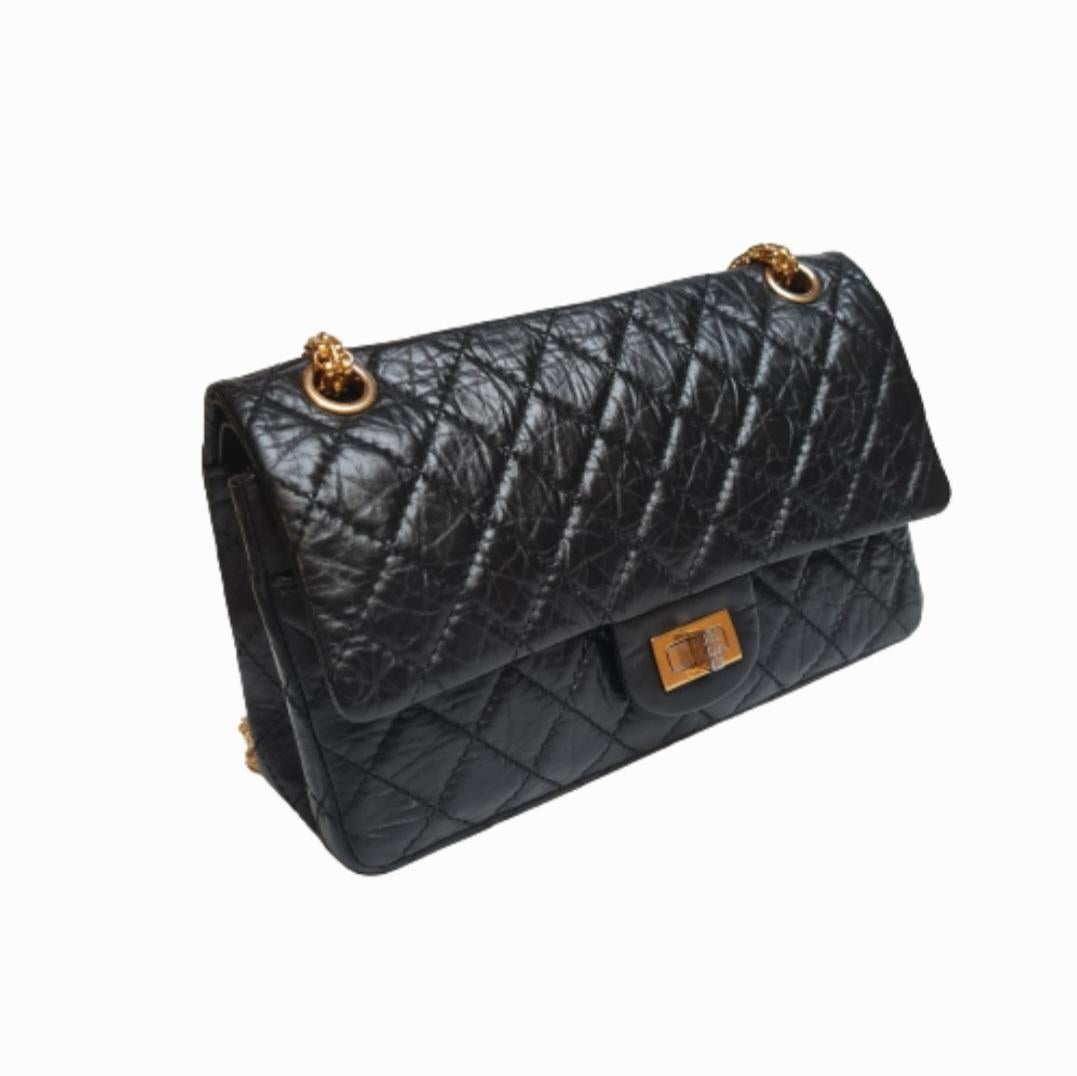 Chanel 225 Medium Schwarze Reissue GHW Tasche im Angebot 2