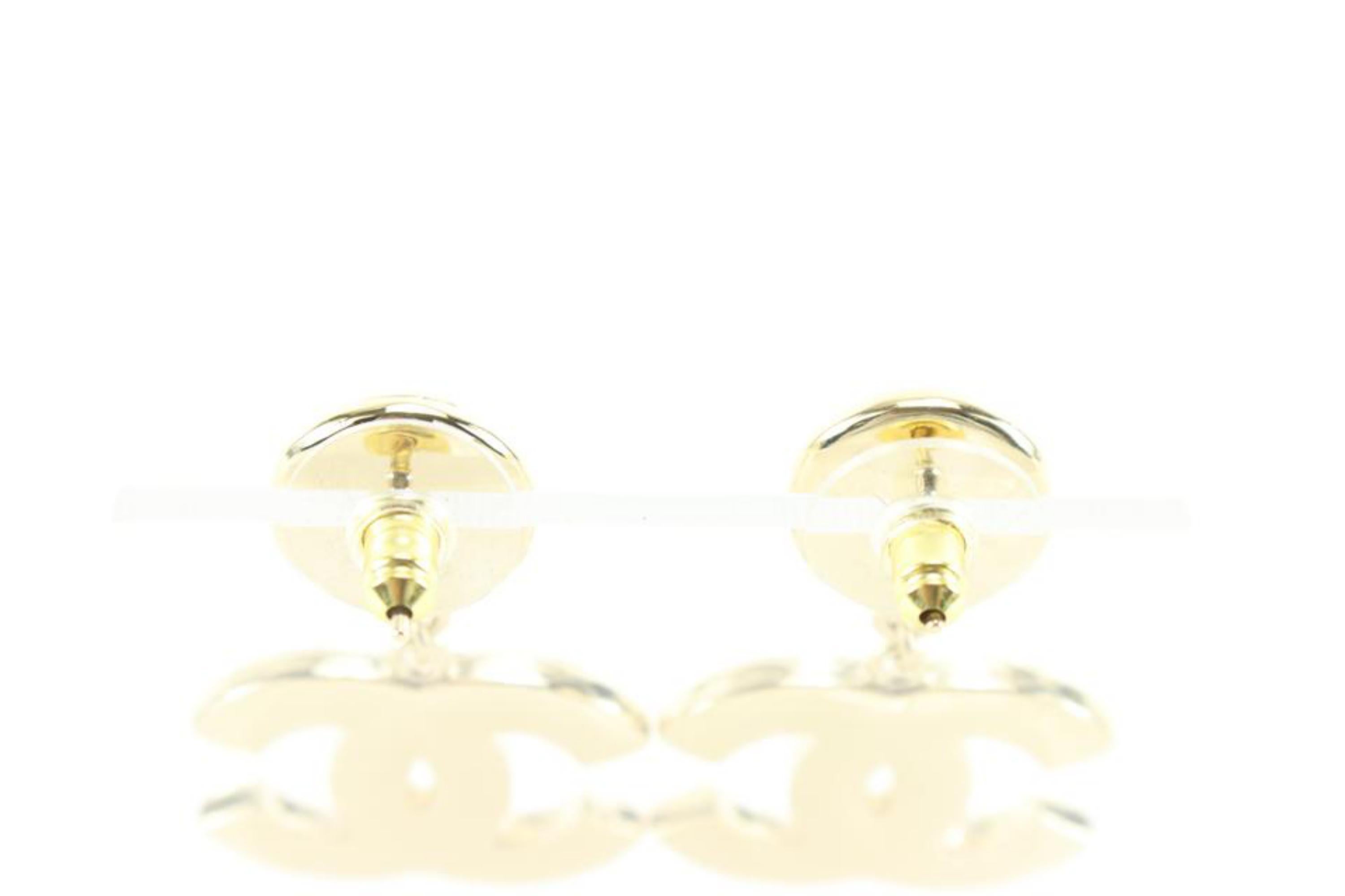 Chanel 22A Gold x Pearl x Black Large Drop CC Earrings 84ck629s 1