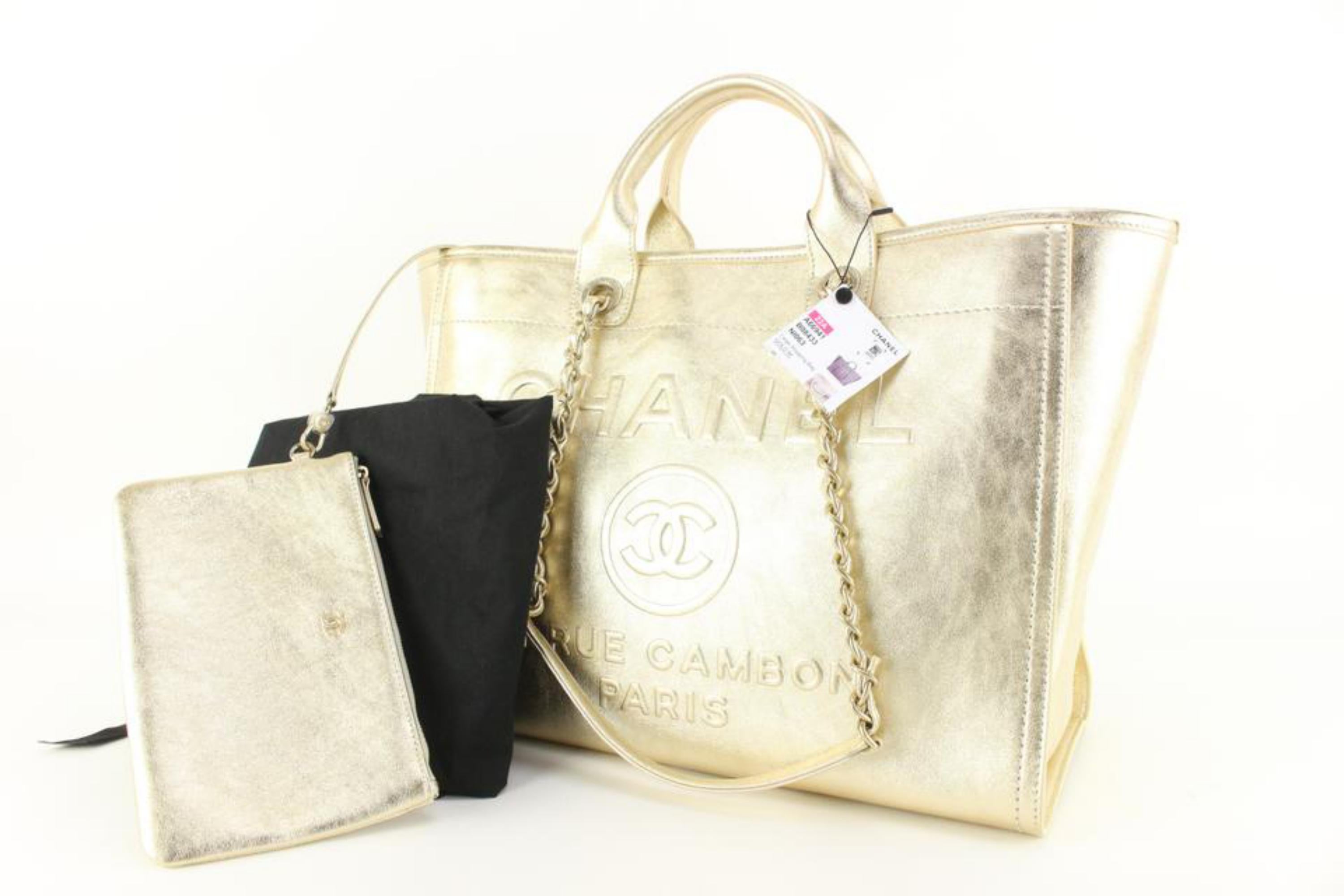 Chanel 22A Metallic Gold Large Shopping Tote Deauville with Pouch 23ck82s 5