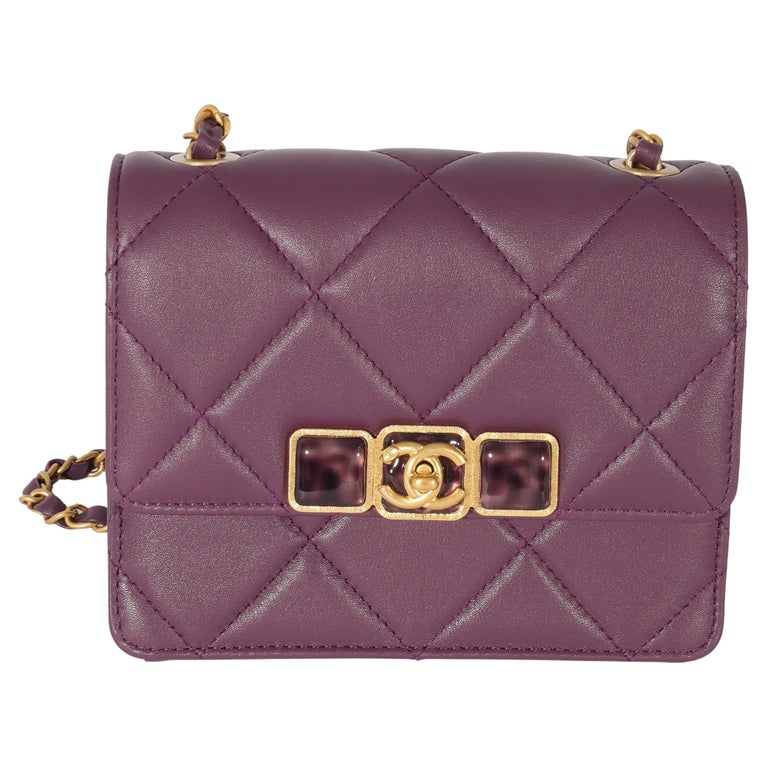 Chanel 22A Purple Matelasse Calfskin Resin Flap Bag For Sale at 1stDibs