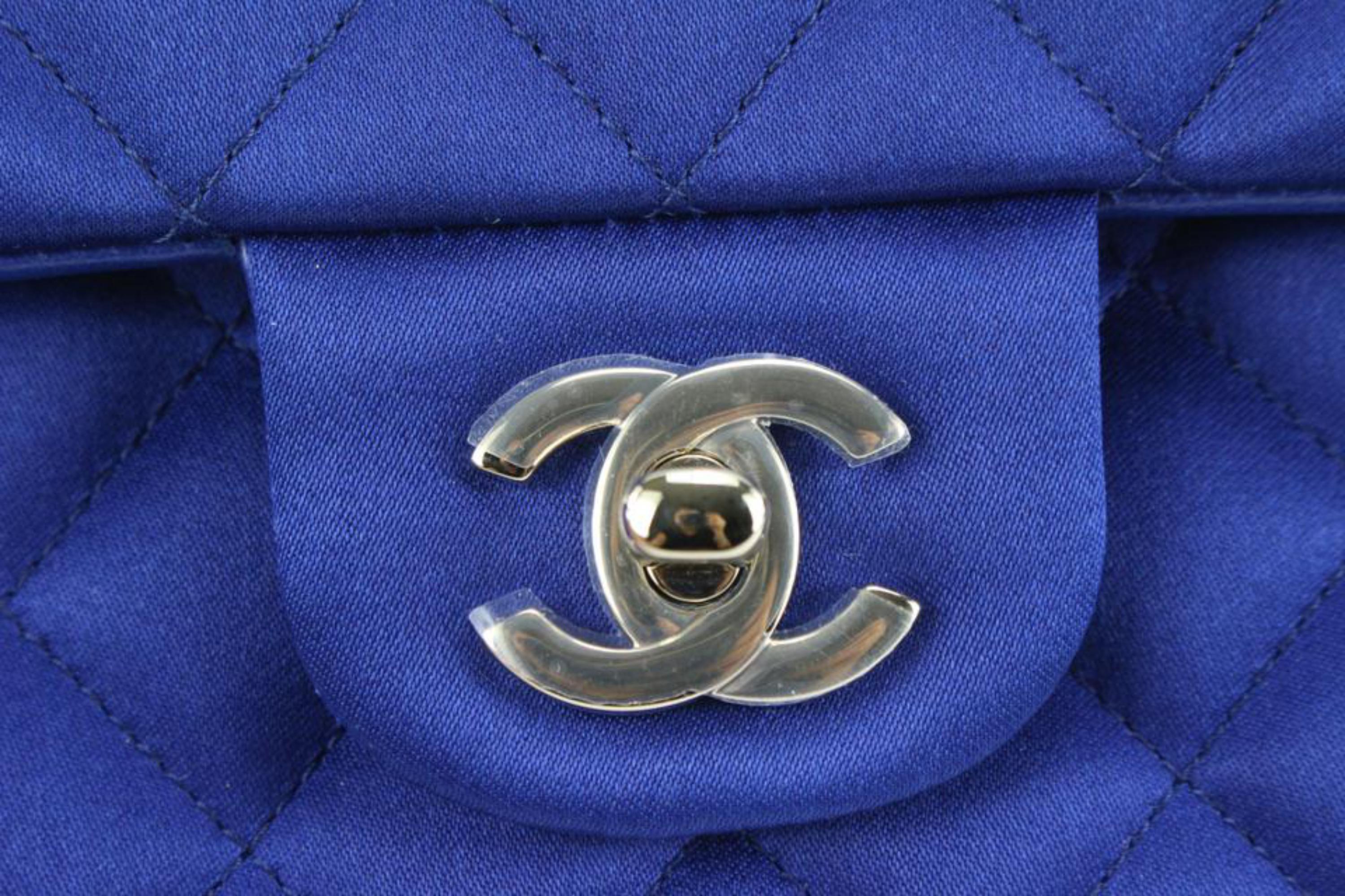 Chanel 22A Rare Blue Quilted Satin Mini Classic Flap GHW 6ck616s 3
