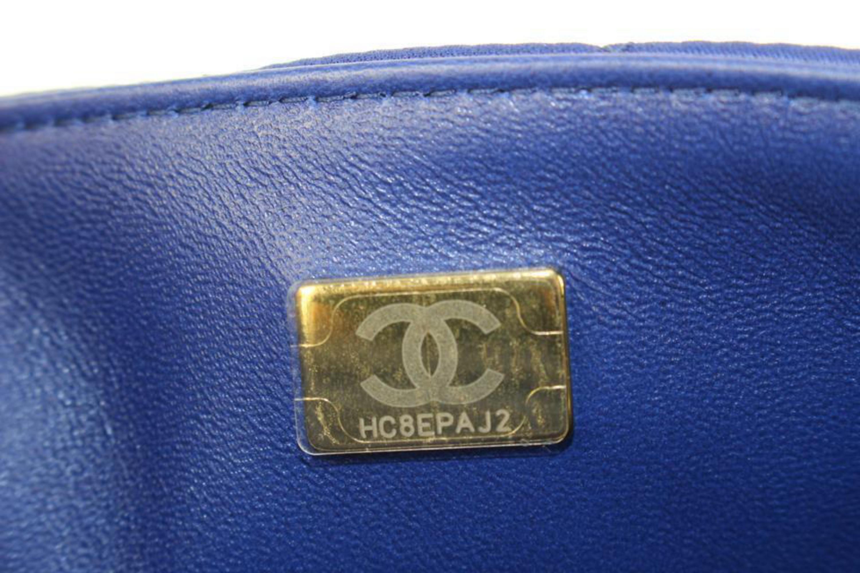 Chanel 22A Rare Blue Quilted Satin Mini Classic Flap GHW 9c118 4