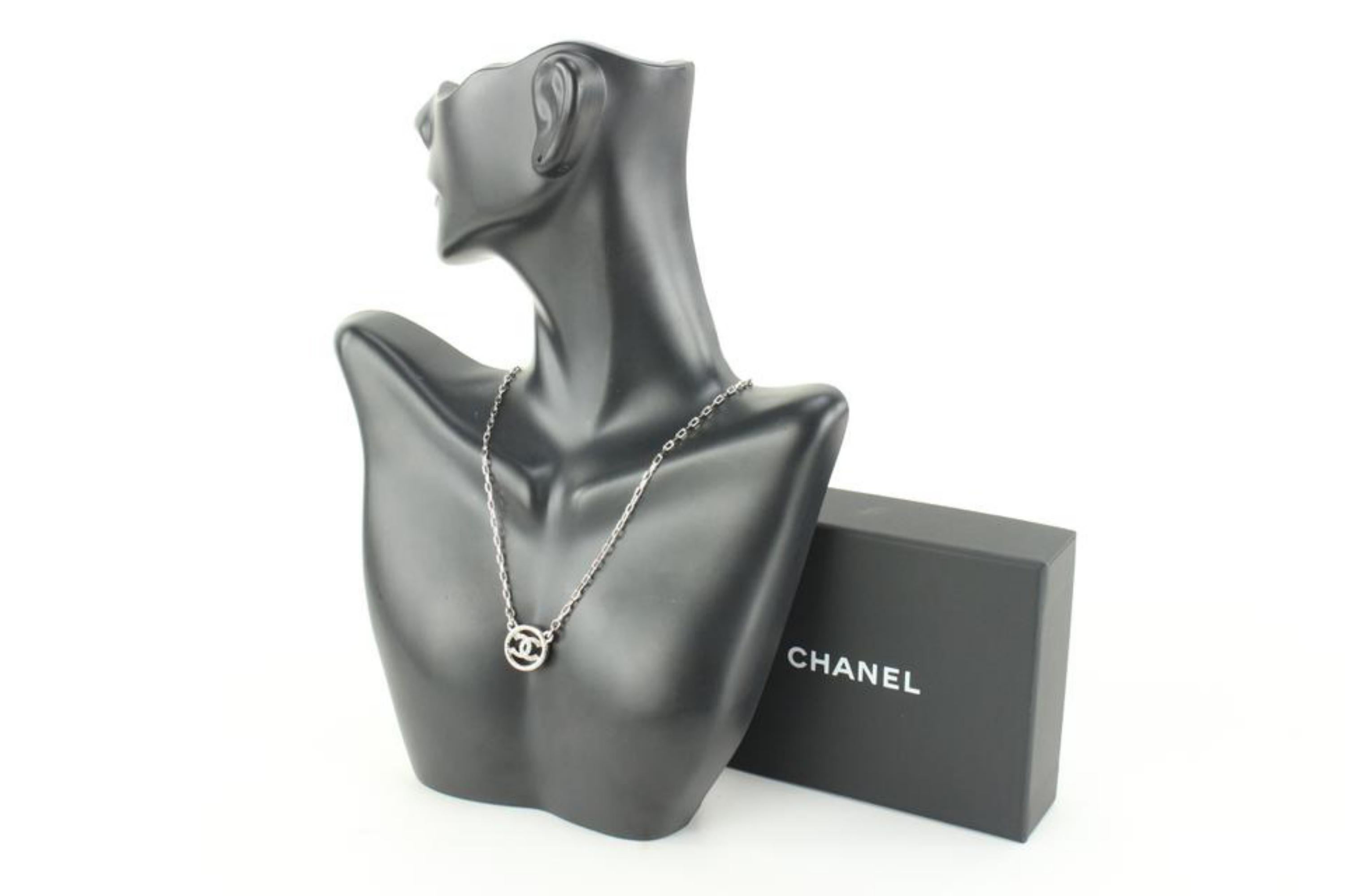 Chanel 22A Silver x Crystal CC Chain Necklace 72c615s 4