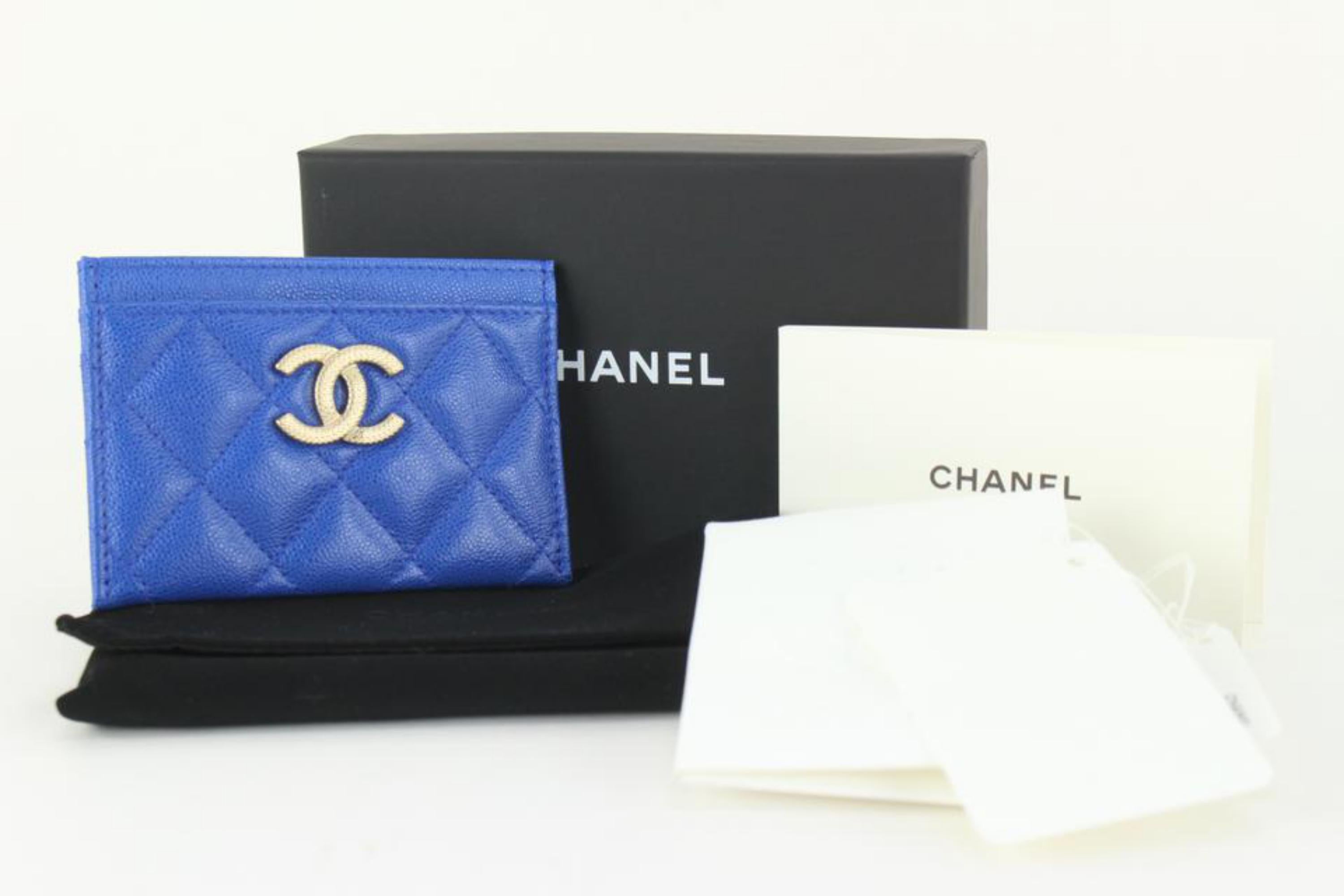 Chanel 22B Dark Blue Caviar Card Holder Wallet Case 7CJ104 5