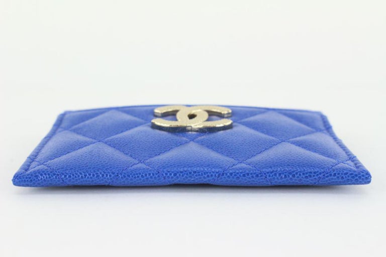 New Chanel Medium Iridescent Black Caviar Card Holder Wallet Case
