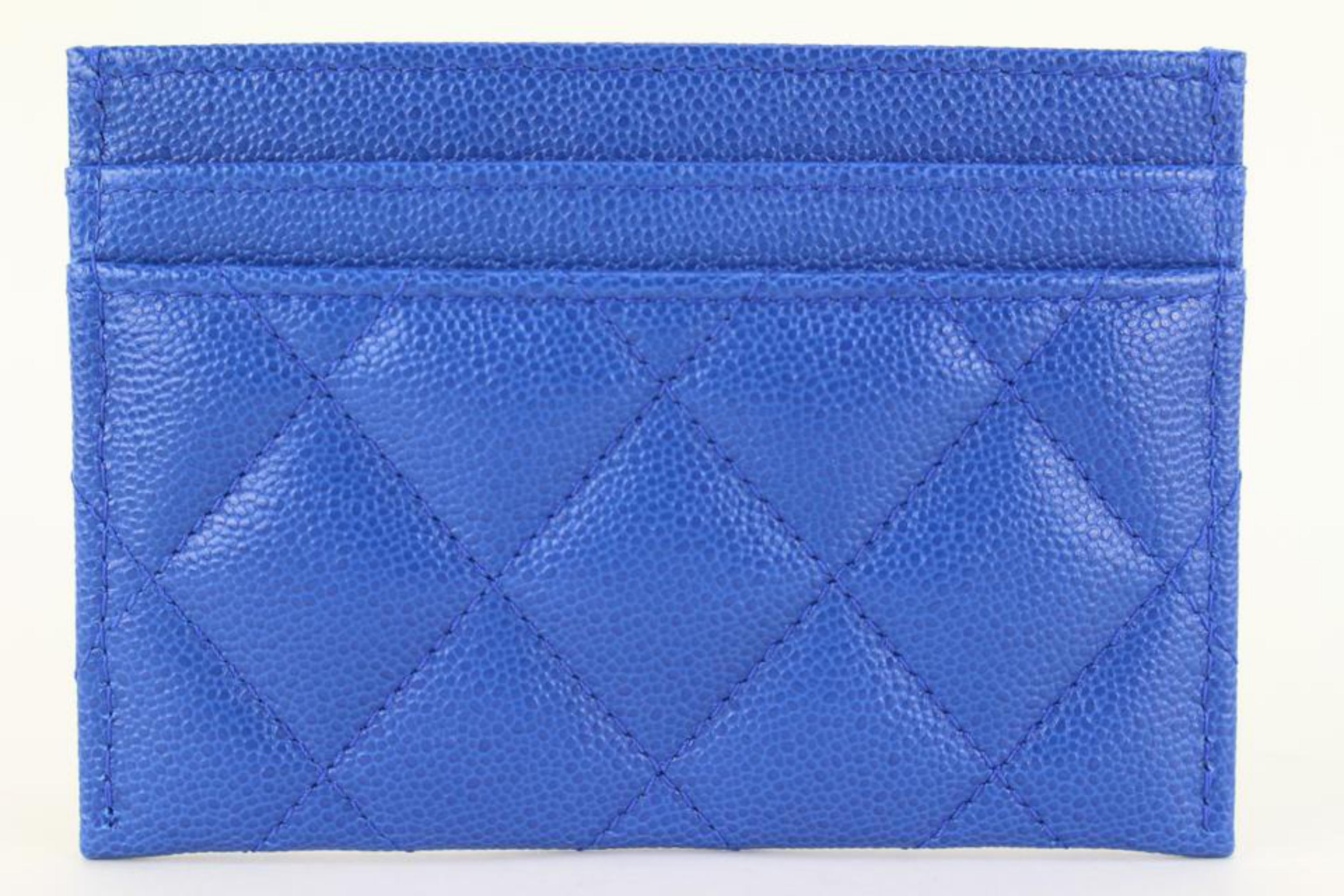 Women's Chanel 22B Dark Blue Caviar Card Holder Wallet Case 7CJ104