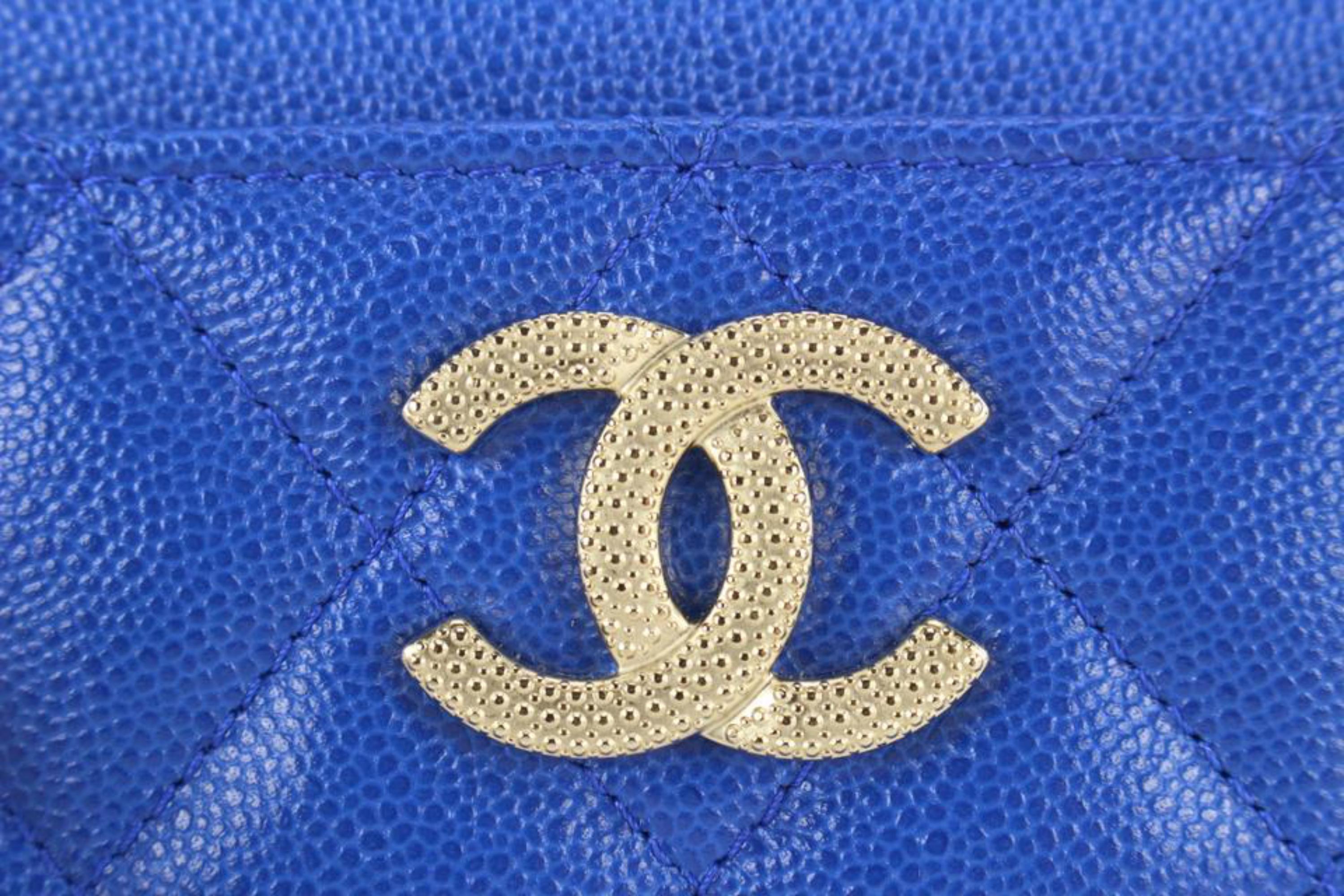 Chanel 22B Dark Blue Caviar Card Holder Wallet Case 7CJ104 1