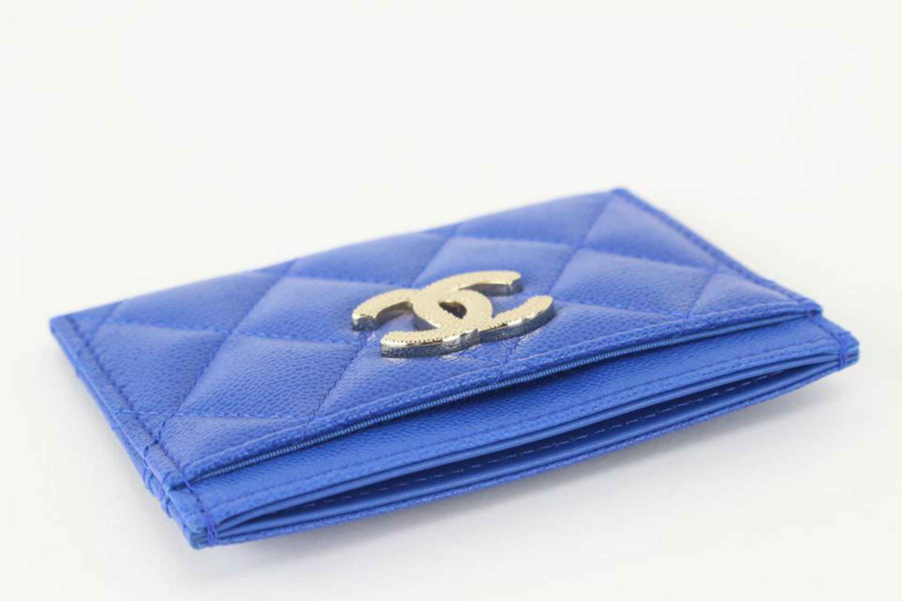 Chanel 22B Dark Blue Caviar Card Holder Wallet Case 7CJ104 2