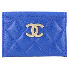 Chanel 22B Dark Blue Caviar Card Holder Wallet Case 7CJ104