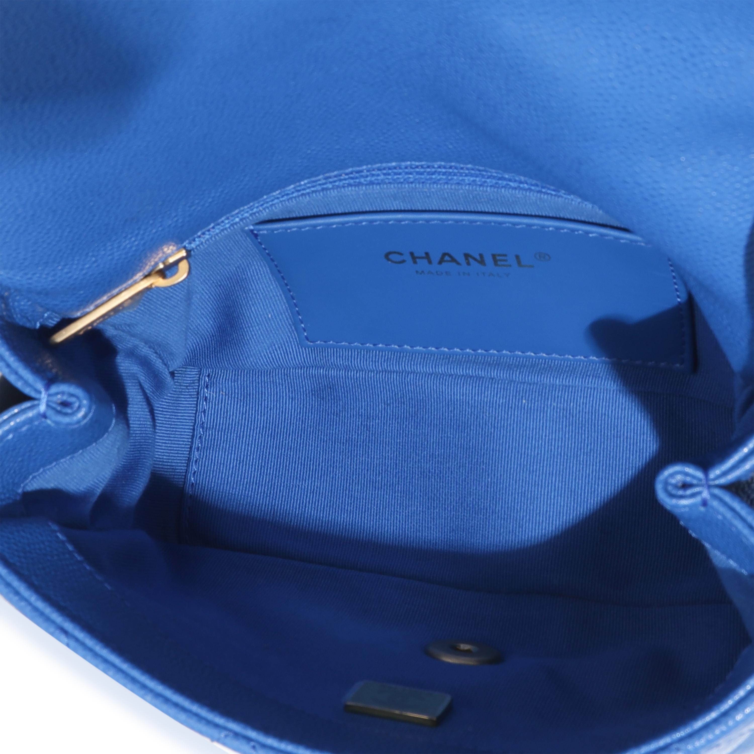 Women's Chanel 22B Dark Blue Caviar Chain Around Flap Bag