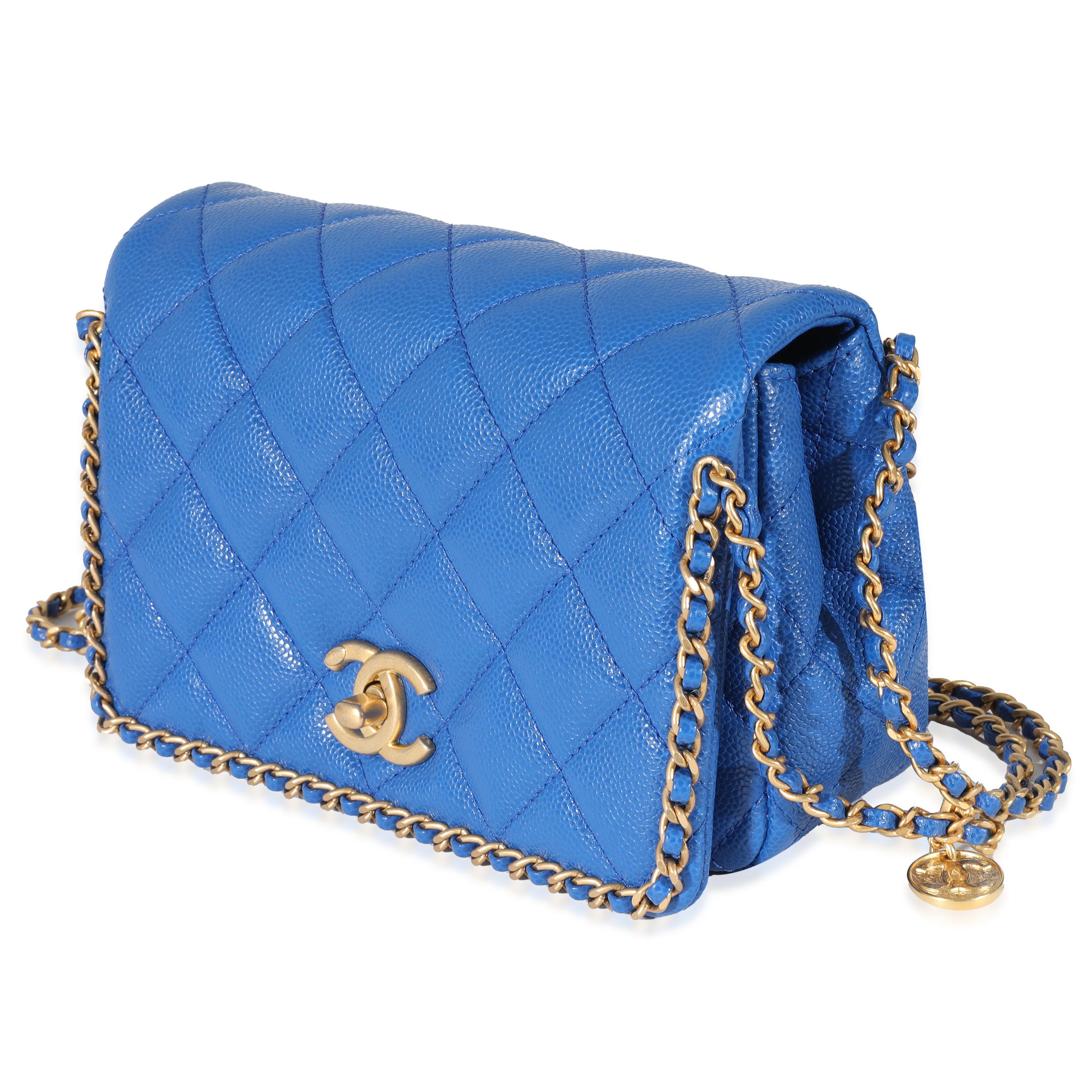 Chanel 22B Dark Blue Caviar Chain Around Flap Bag 3