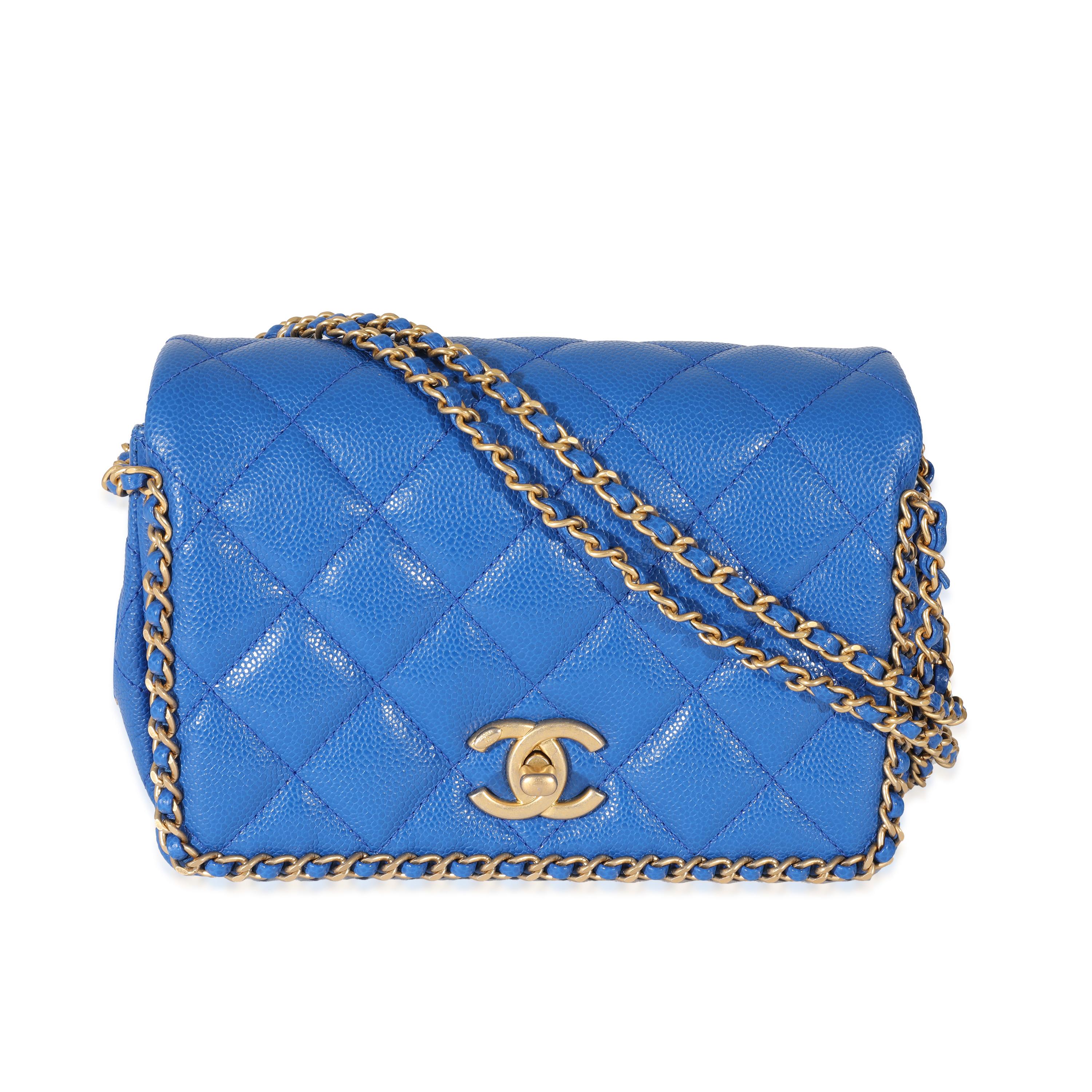 Chanel 22B Dark Blue Caviar Chain Around Flap Bag 4